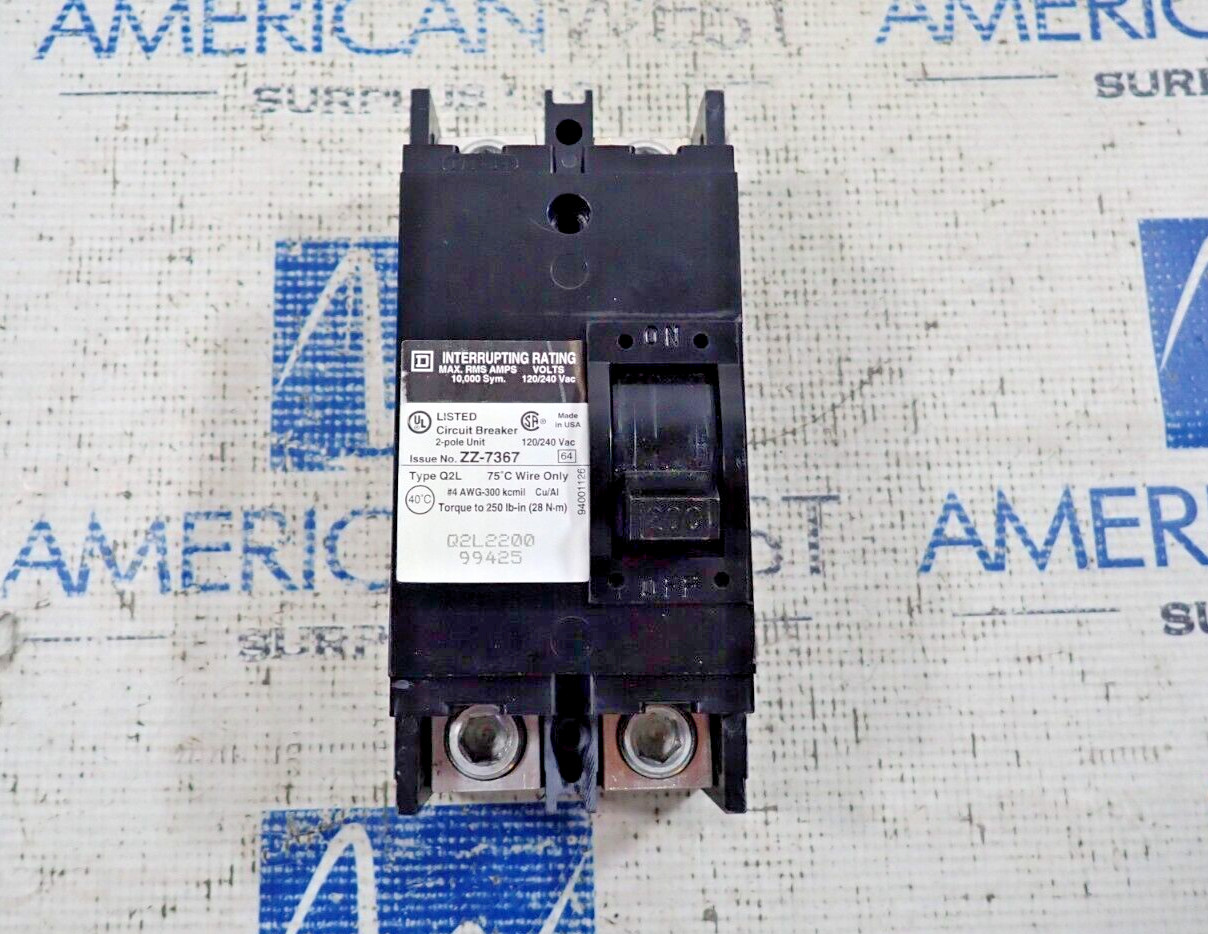 Square D Q2L2200 200 Amp 2 Pole 120/240V Circuit Breaker Tested