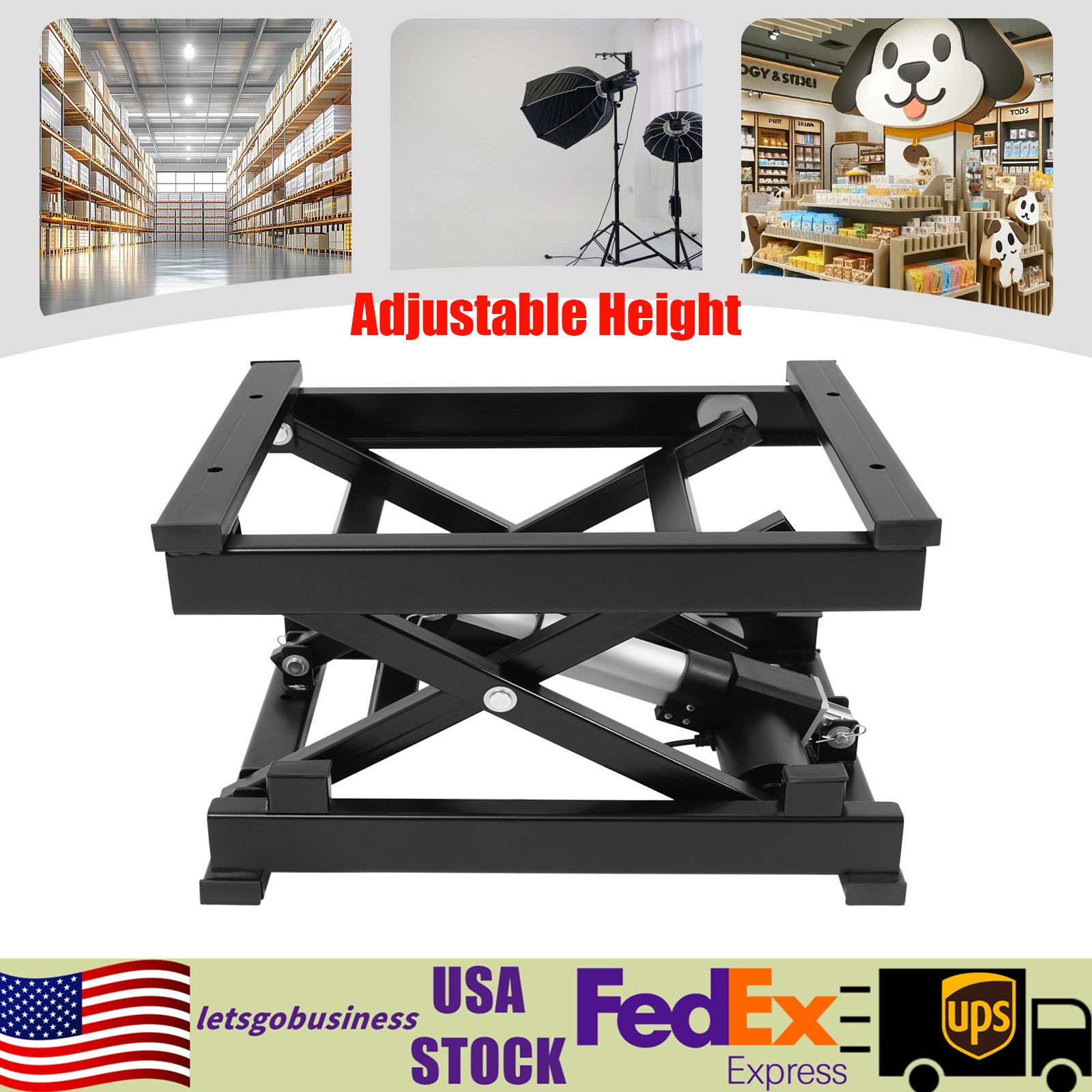 Electric Scissor Lift Table Hydraulic 130 lbs Adjustable Height 7.17-16.14in