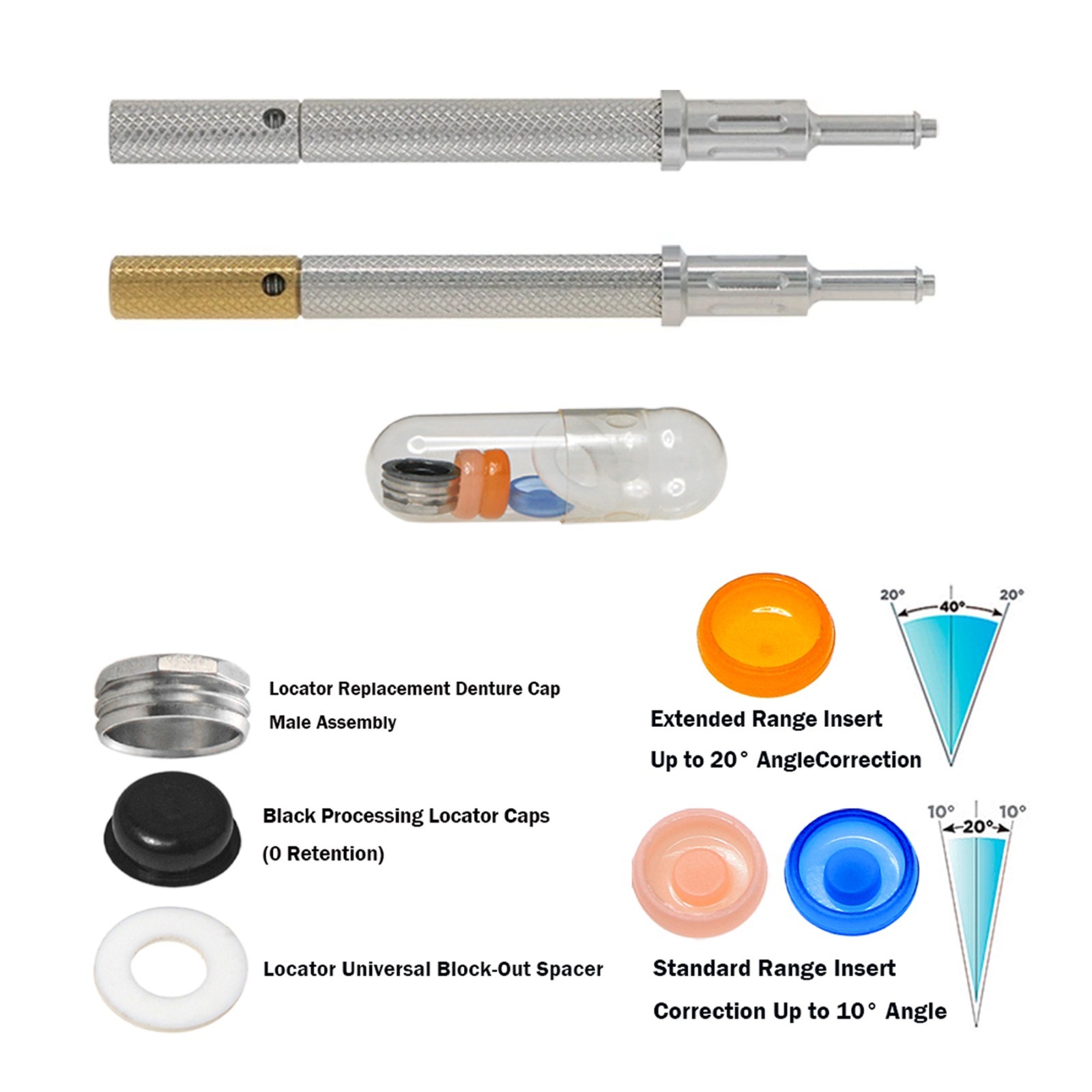 Locator Abutment 1–5mm for Zimmer TSV 3.5/4.5 Compatible MIS Adin Male Caps Tool
