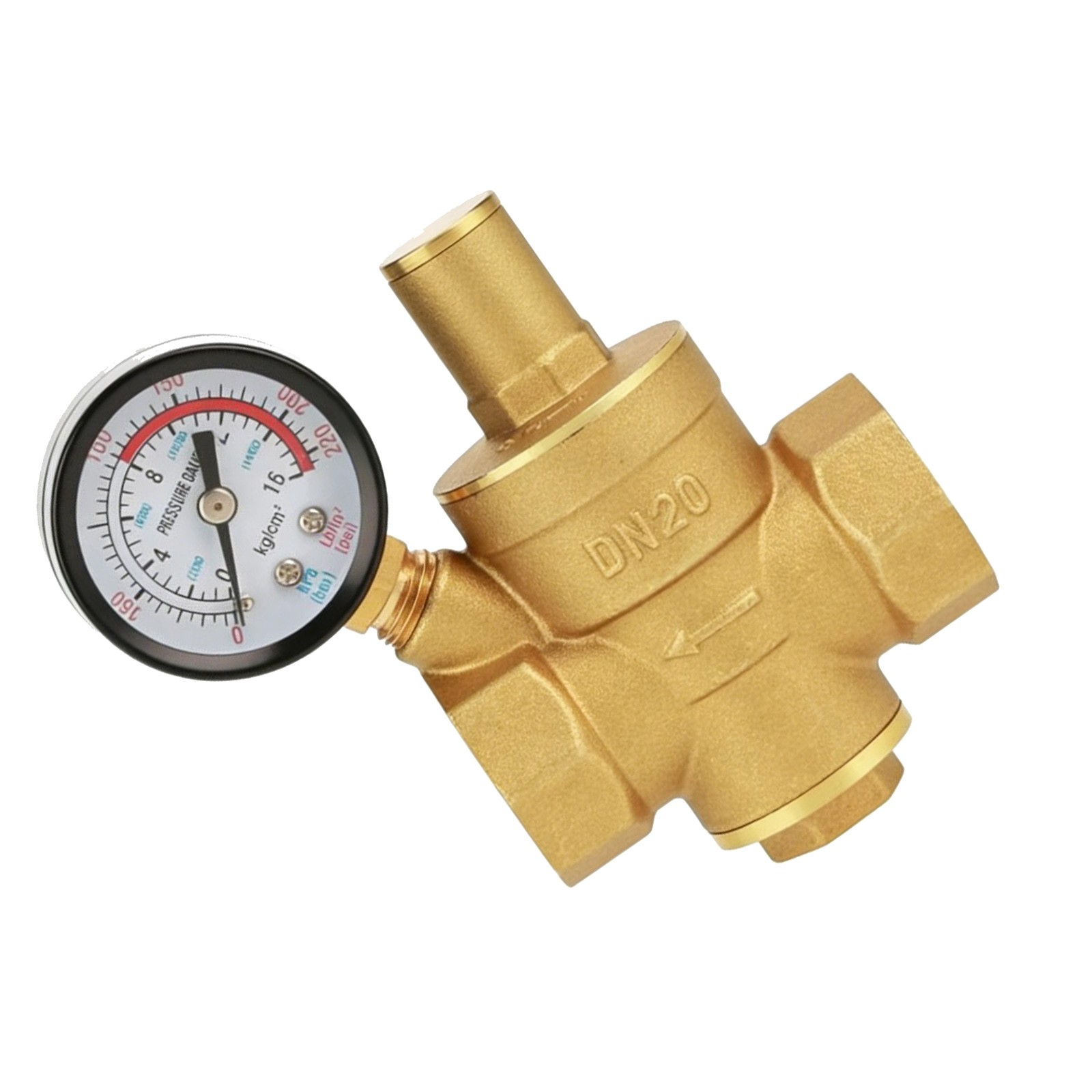 3/4″ Brass Home Water Pressure Governor Reducer For Shower System With Gauge