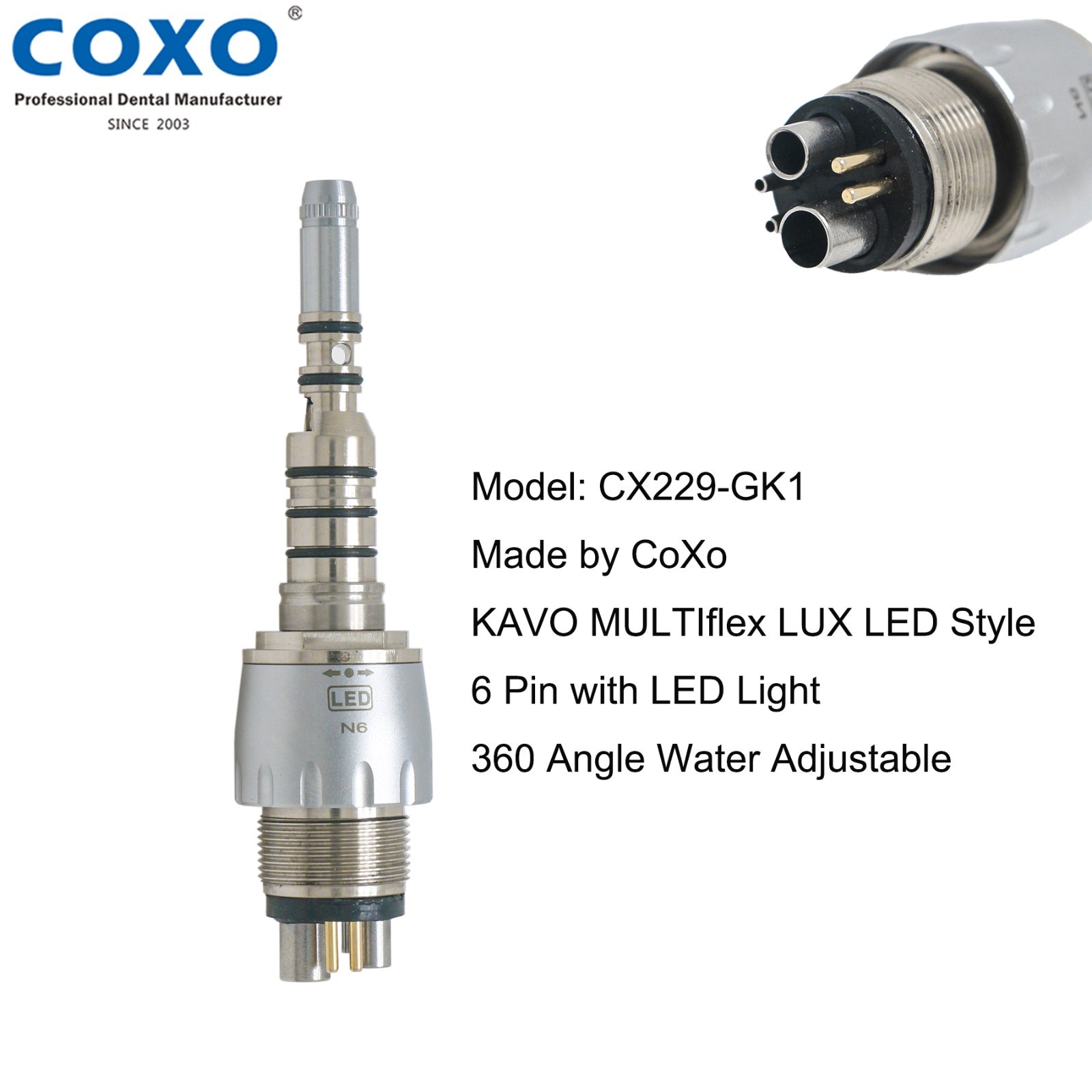 COXO CX207-G Dental Fiber Optic High Speed Air Turbine Handpiece KaVo H16-KSPQ