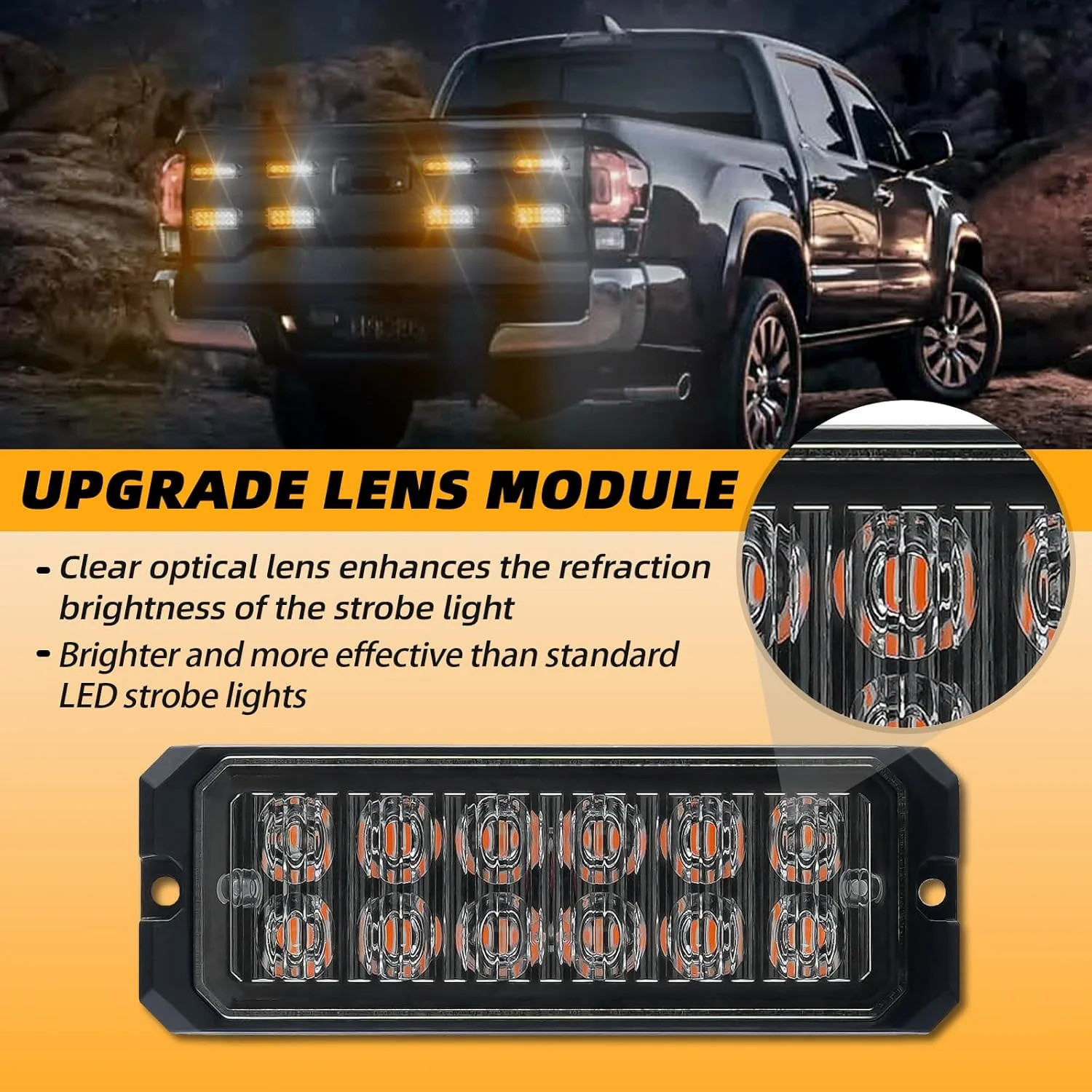 8PCS Ultra Slim LED Strobe Lights Amber White Warning Flashing Kit for Trucks