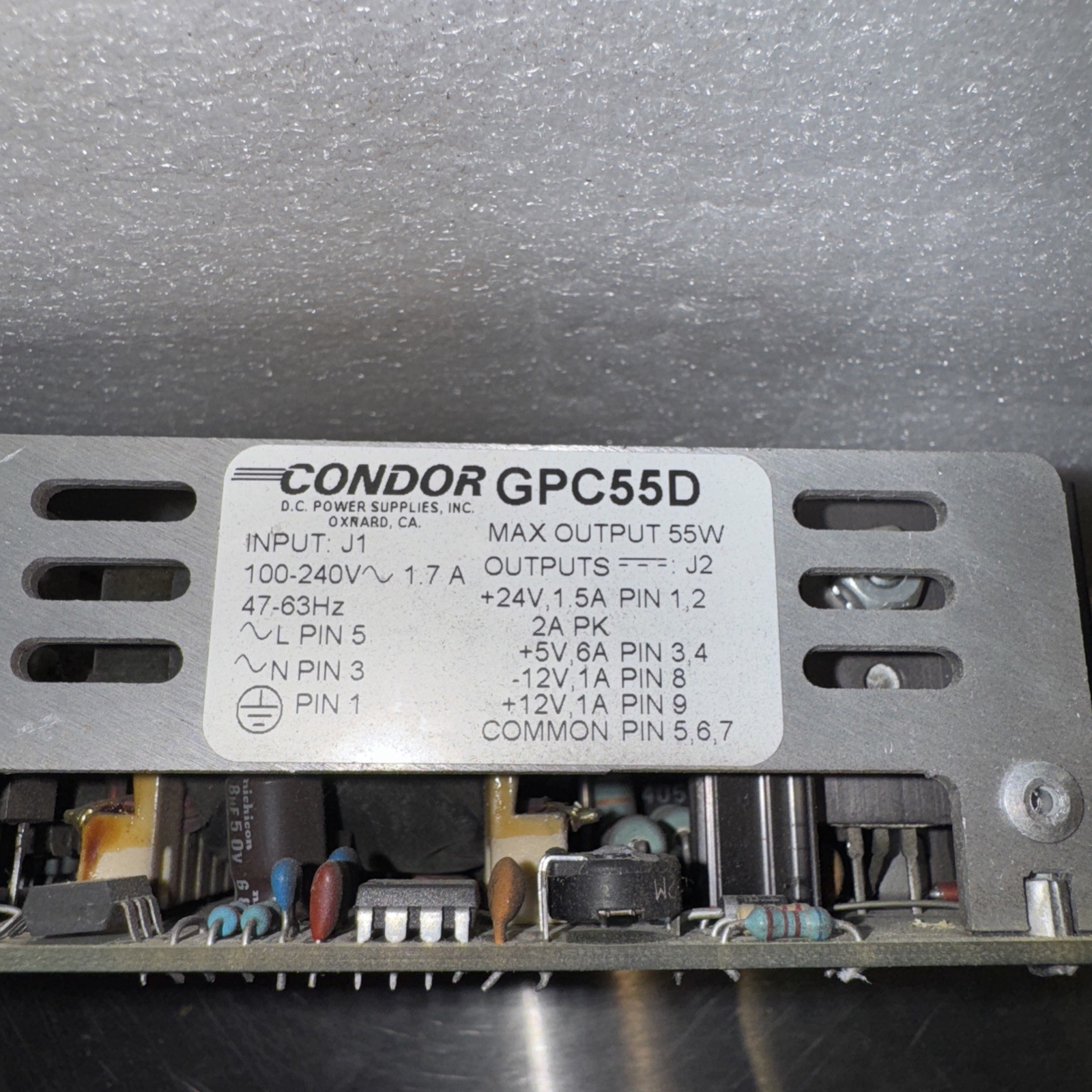 POWER SUPPLY GPC55D 1.5AMP 5,12,24 VDC and 100-240 AC INPUT (USED)