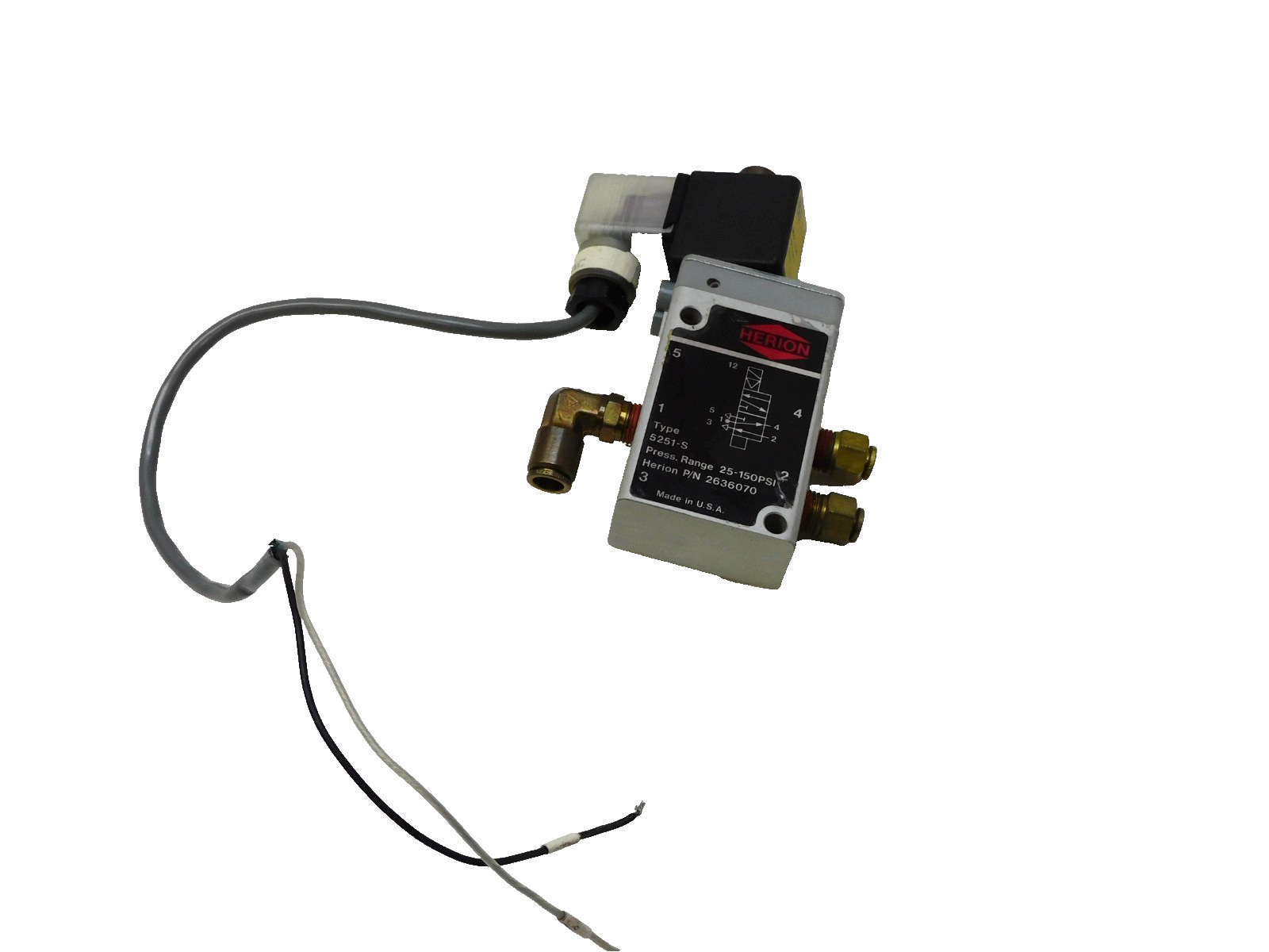 Herion 5251-S Solenoid Valve 25-150Psi 120v coil 60Hz 2636070