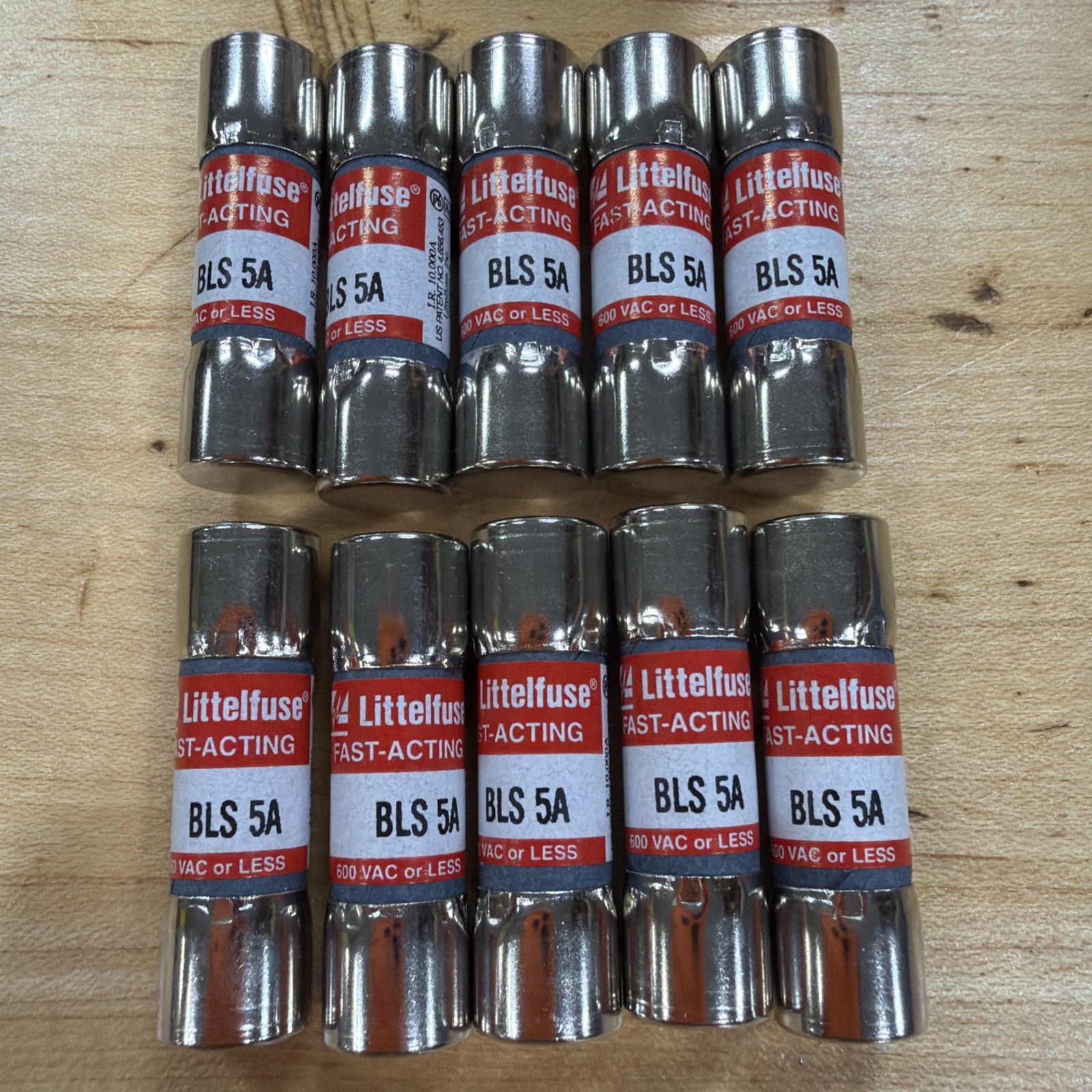 Qty 10 – BLS 5A Littlefuse Midget Fuses 600V 5A – Fast-Acting – New In Box