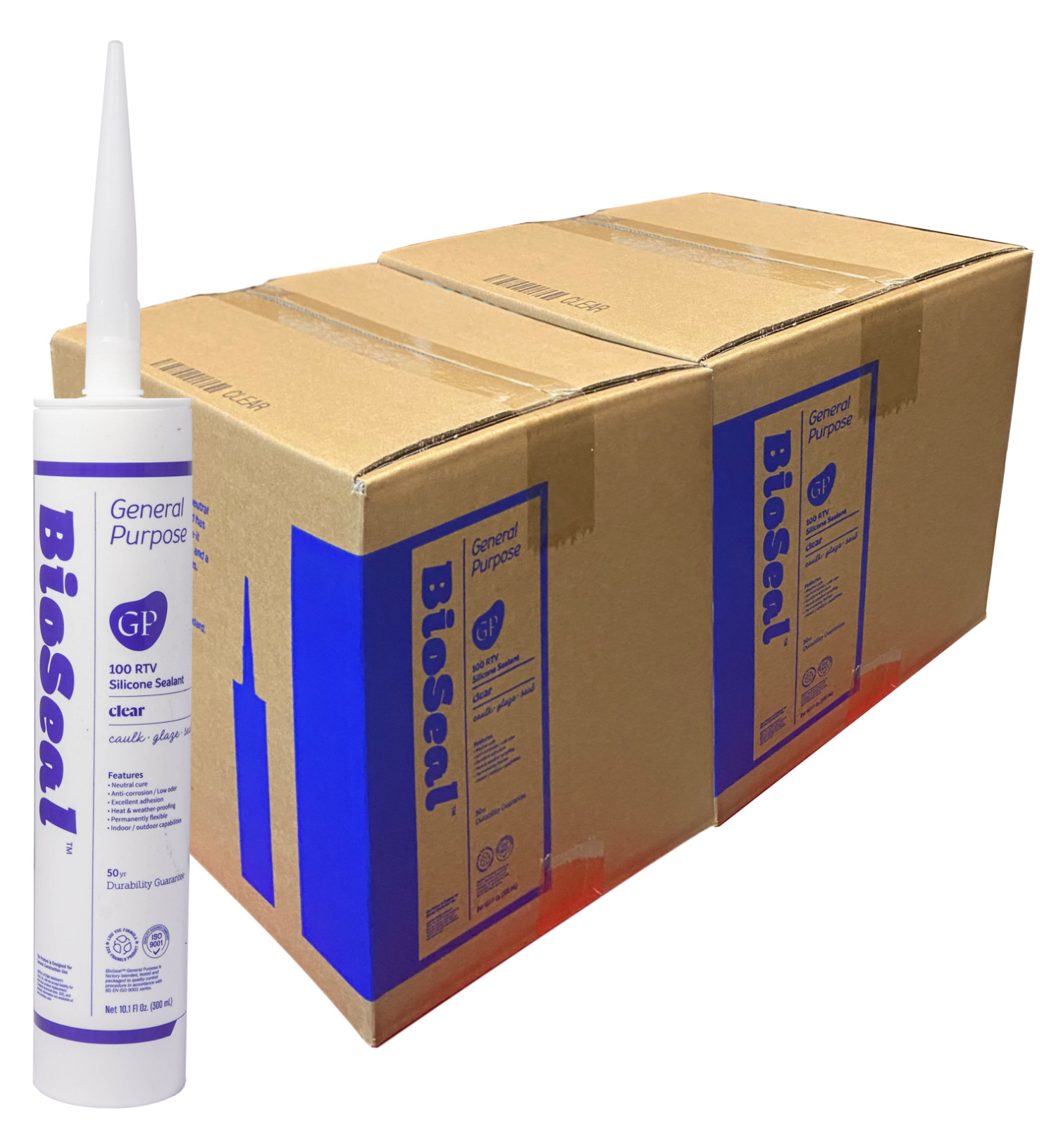 LOT SALE-BioSeal Silicone Caulk Sealant Ge neral Purpose 10.1oz – Clear 50 Tube