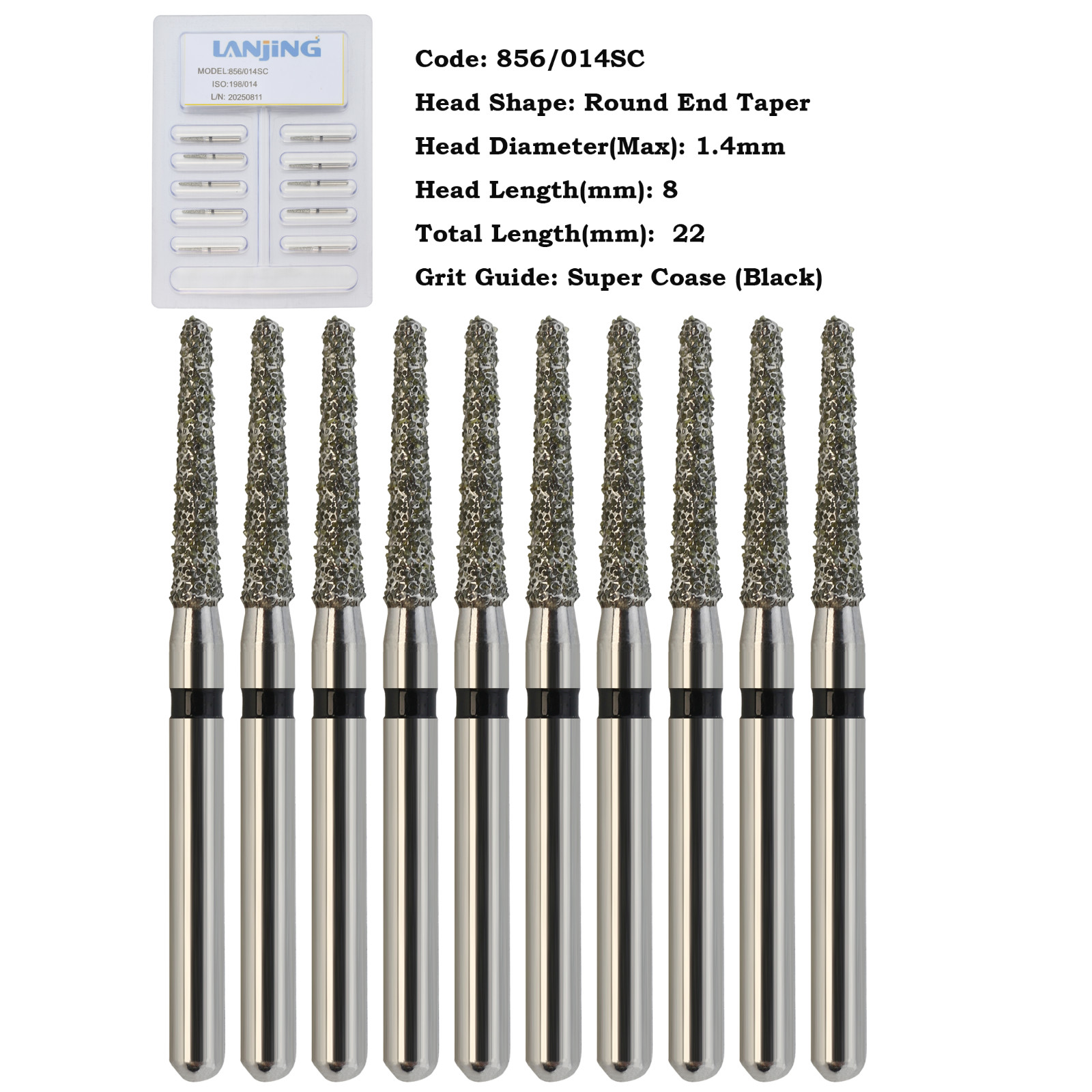 Dental Diamond Burs FG Round End Taper Bur Super Coarse Fine 856 850 High Speed