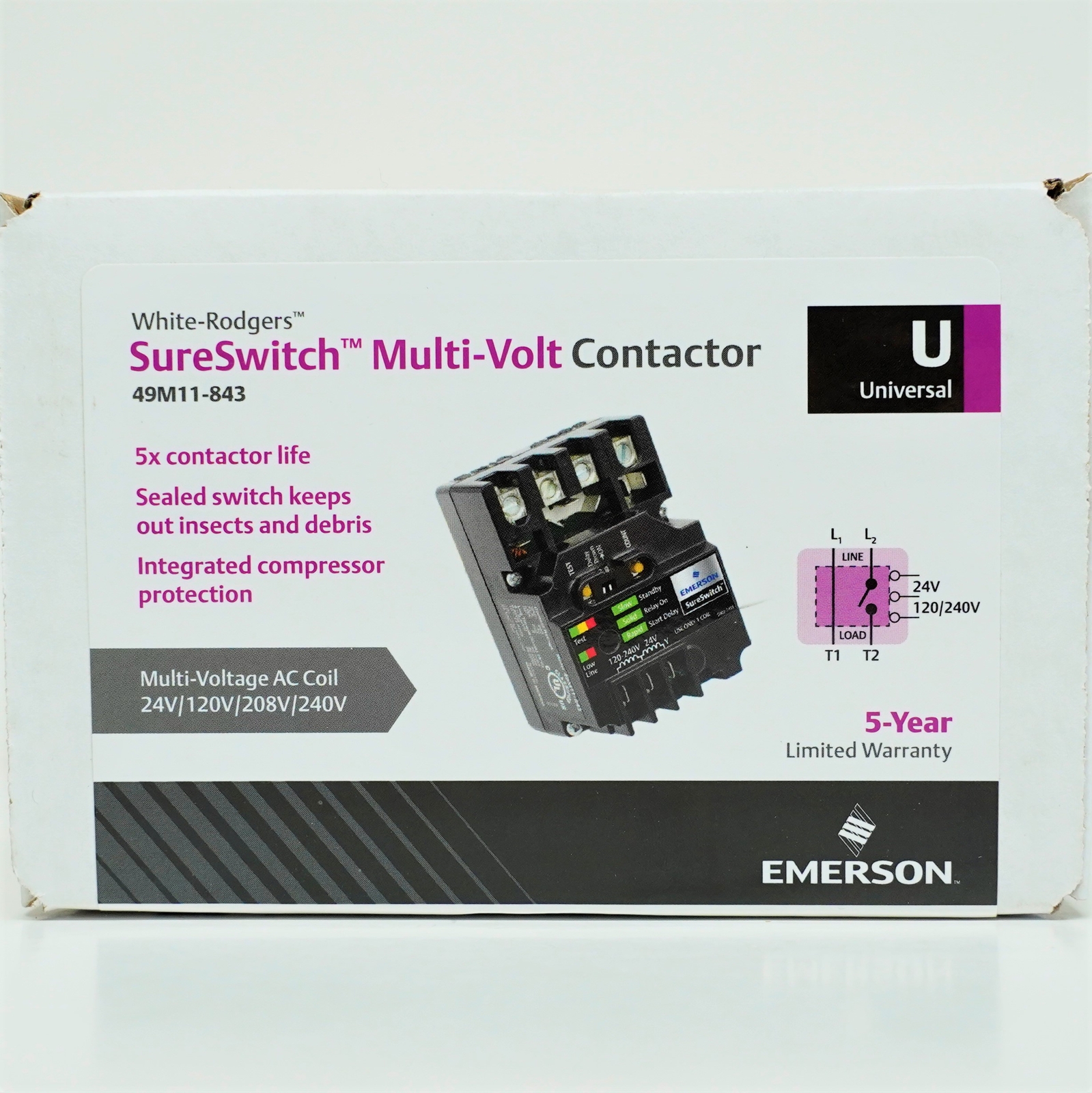 White-Rodgers 49M11-843 SureSwitch Multi-Volt Contactor 40 Amps 1 & 2 Pole
