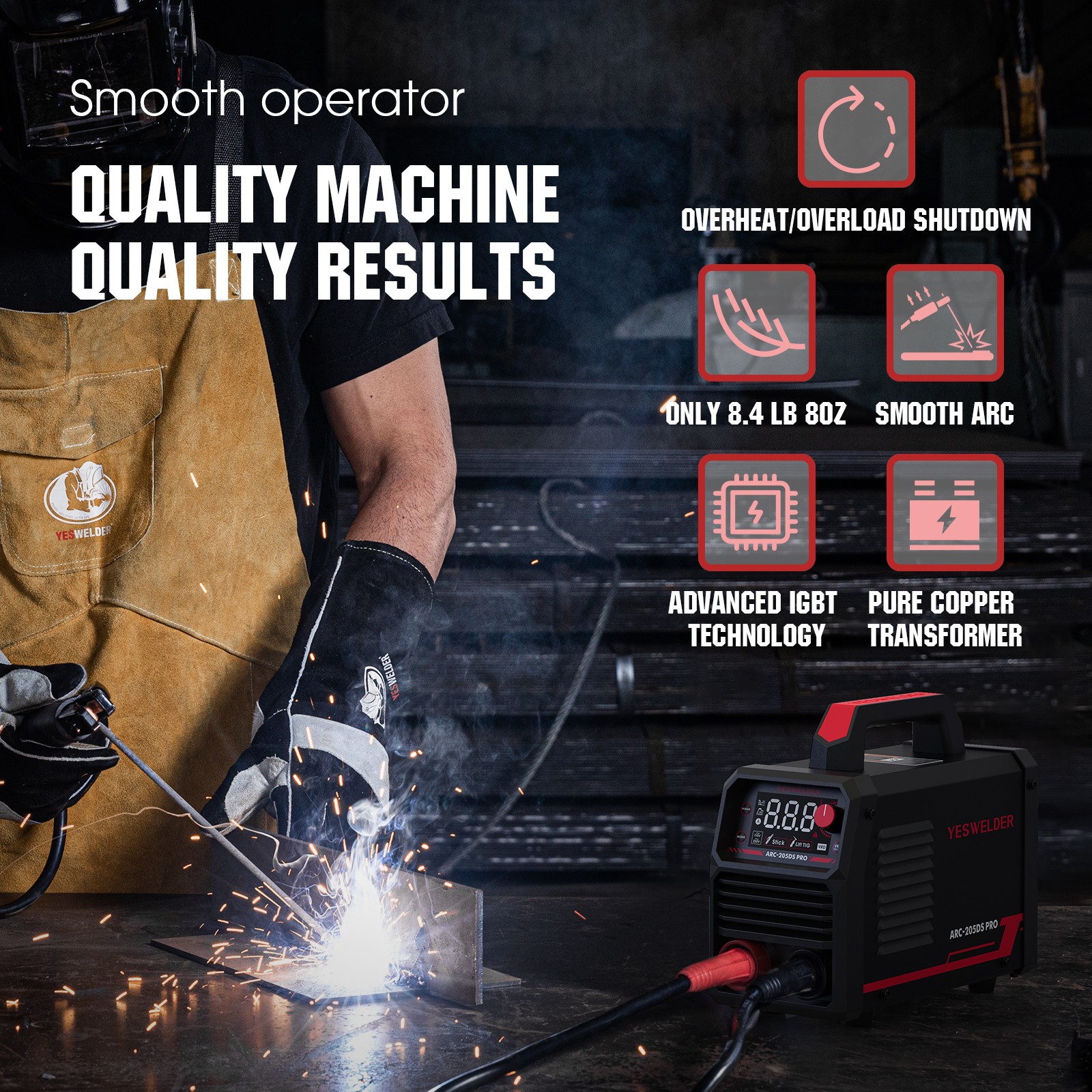 MMA/ARC/Stick Welding Machine, 205A 110/220V IGBT Inverter Welder Machine