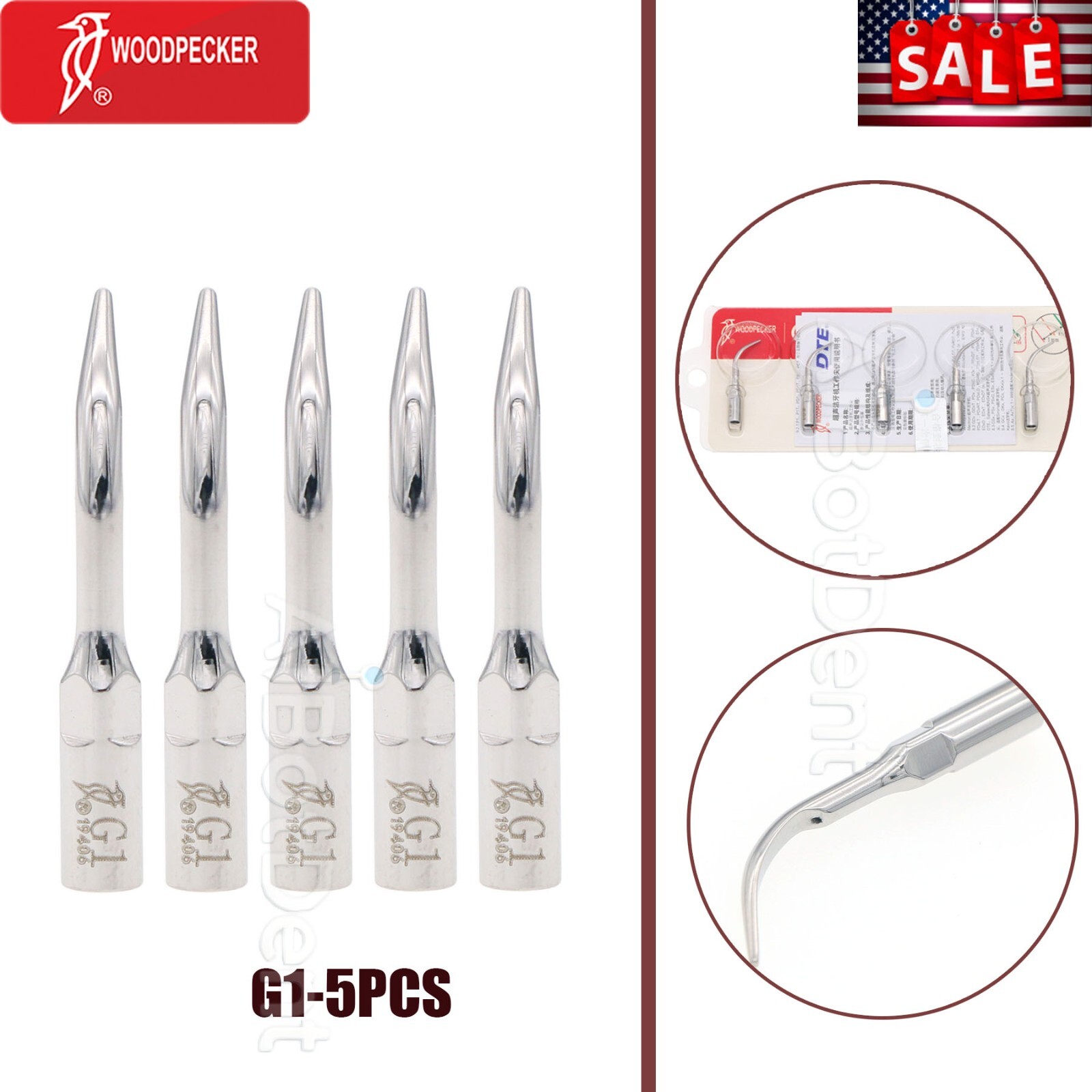 US Woodpecker Piezo Handpiece HW-5L Ultrasonic Scaler UDS-E P N2 N3 LED Tips EMS