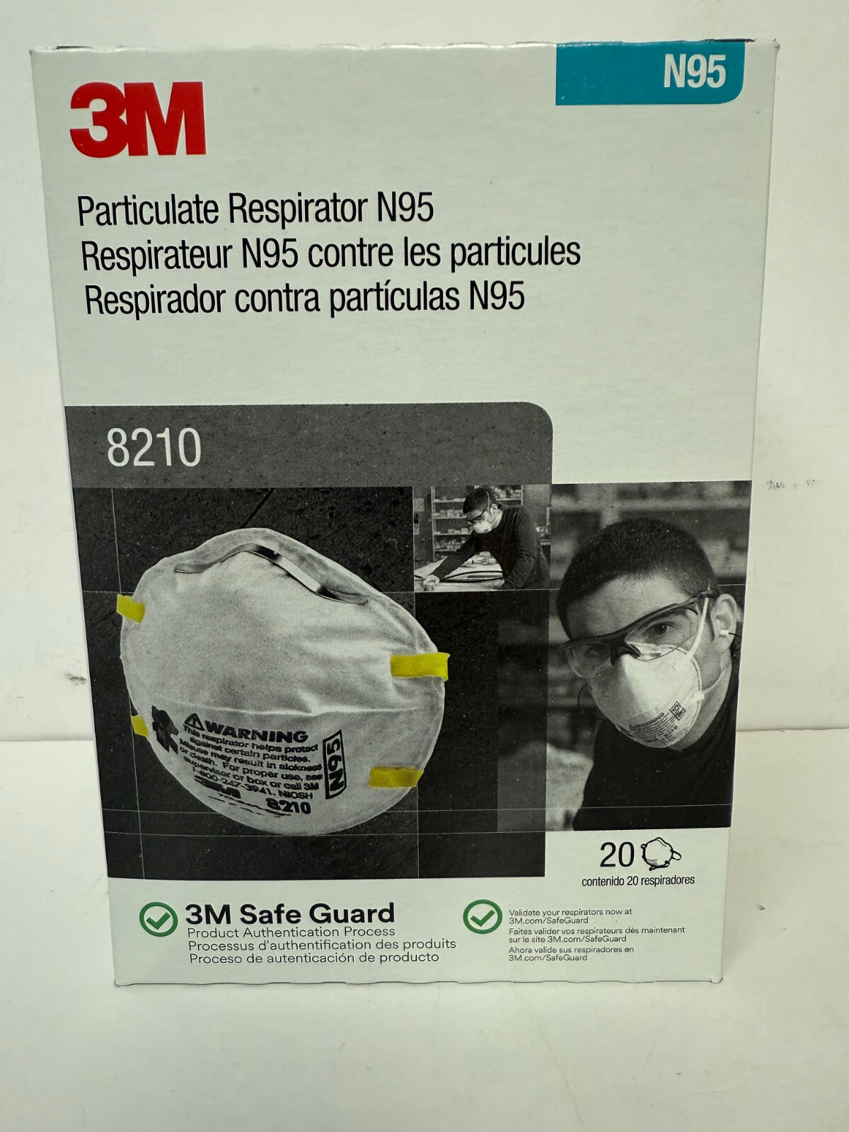 3M 8210 PARTICULATE RESPIRAOR N95 DISPOABLE DUST MASK BOX OF 20 NEW