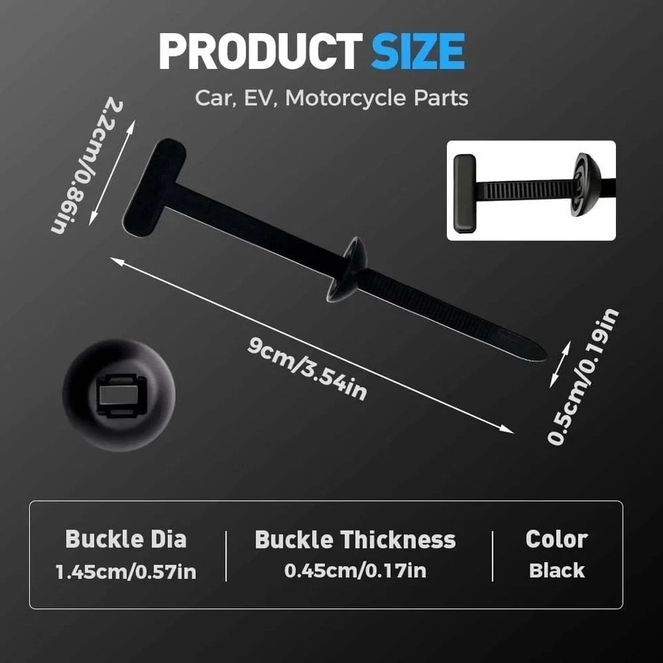 100 PCS Nylon Universal Cable Tie Buckle，Heavy Duty Self-Locking Zip Ties Holder
