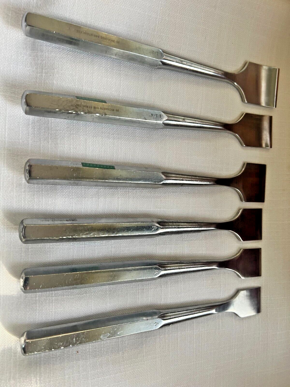Richards 440 Hibbs Curved And Straight Orthopedic Osteotome Set Of 6 Pieces