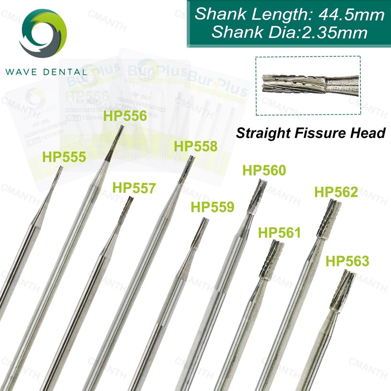 WAVE Burs Dental Tungsten Carbide Bur HP Dia.2.35mm Fit Low Speed 5Pcs/pack