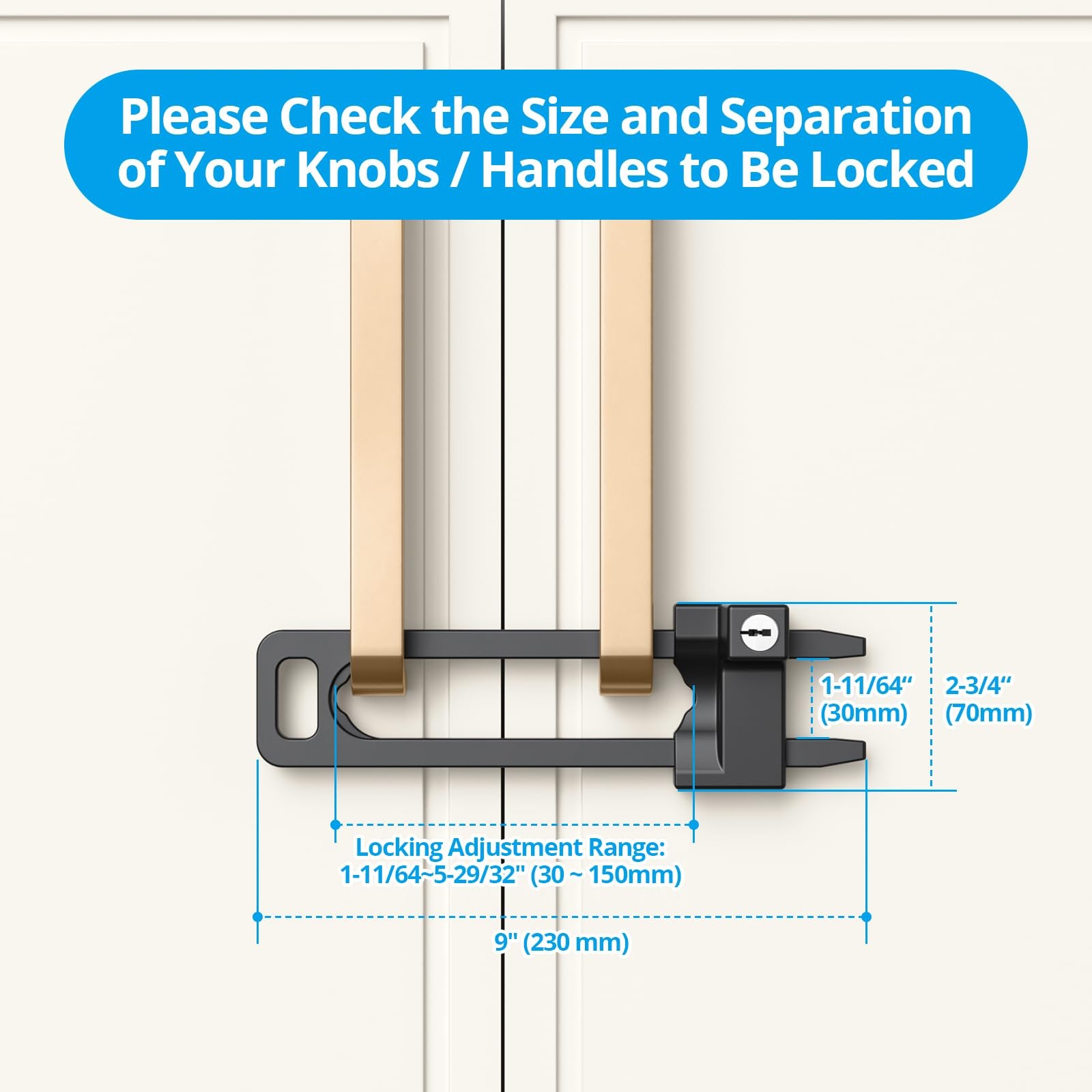 Keyed Cabinet Lock, 2 Locks 4 Keys, Key Alike, Childproof Drawer Latch