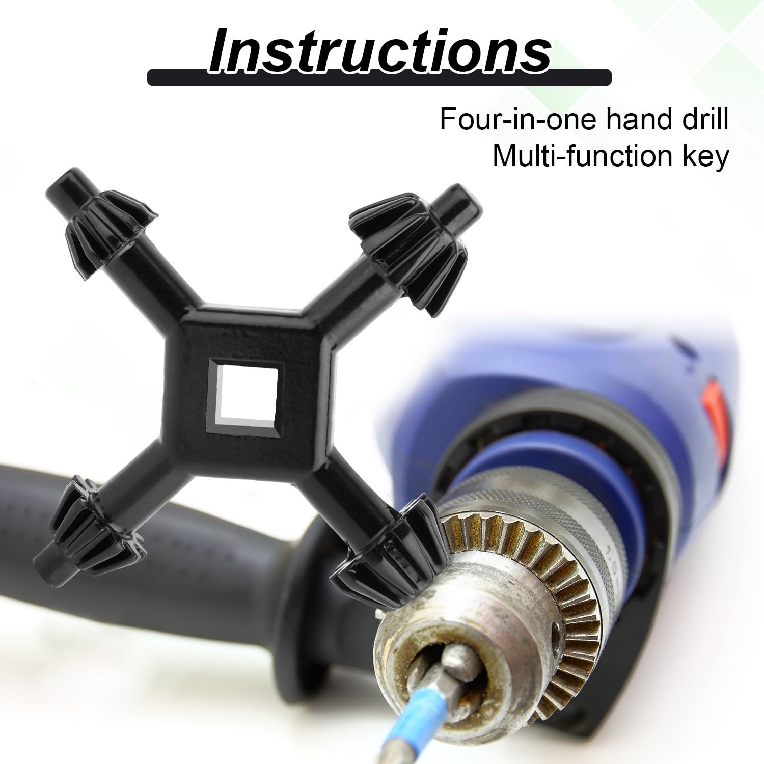 2 PCS 4 In 1 Drill Chuck Key Wrenches Multifunctional Zinc Alloy Hand Tool