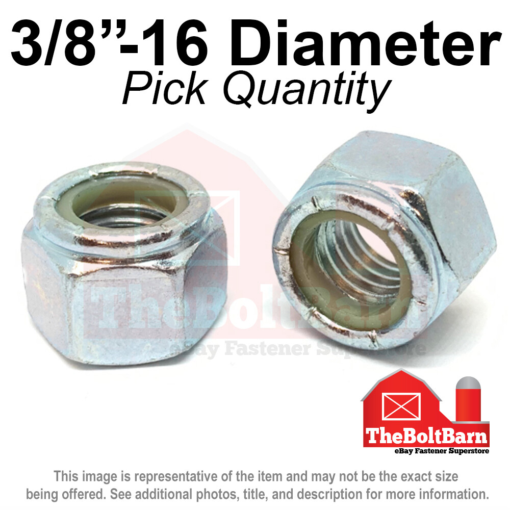 3/8″-16 Grade A Nylon Insert Finished Hex Nut Zinc Coarse Gr2 Nylok (Pick Qty)