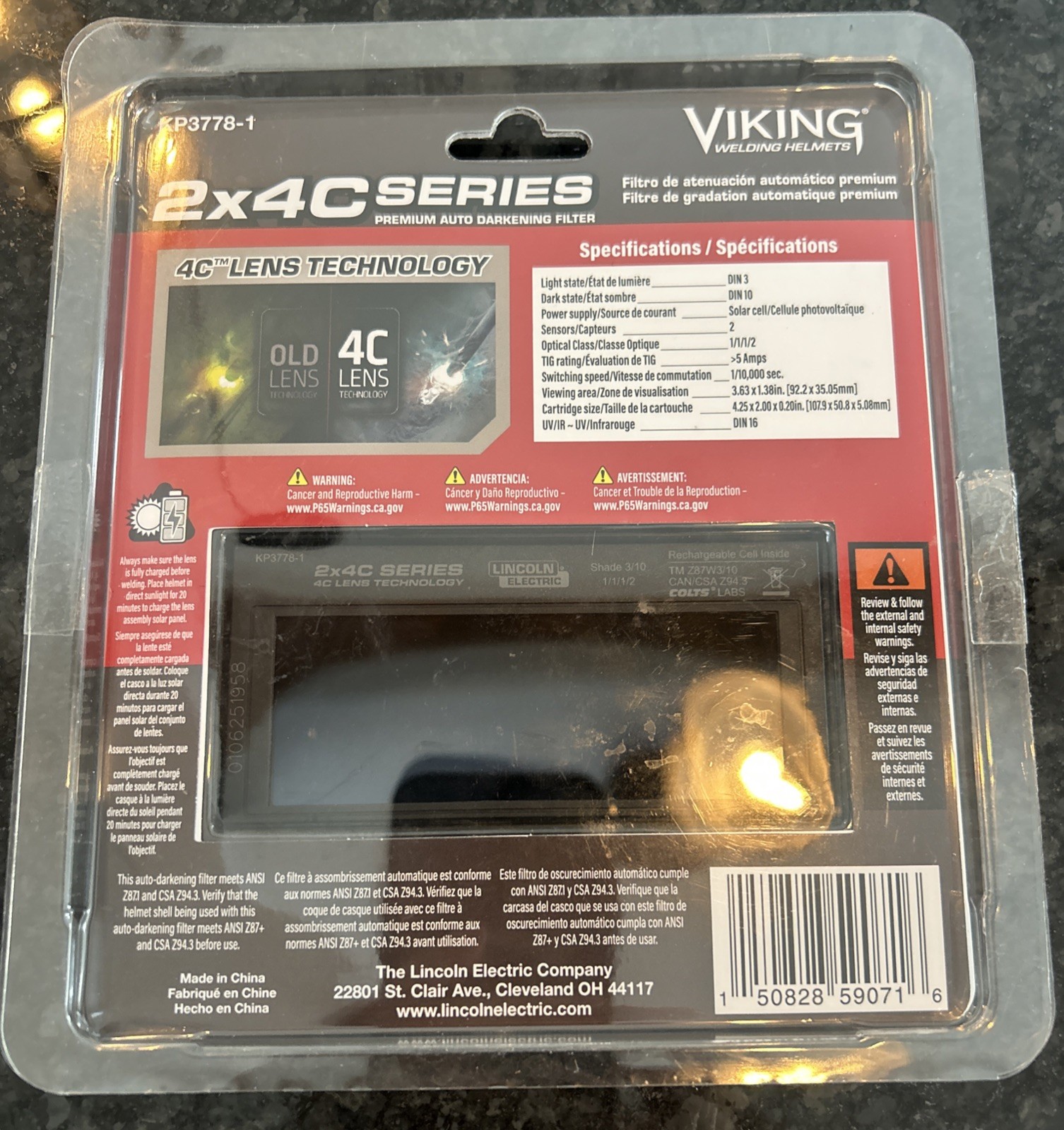 Lincoln Electric 2X4 C-Series Auto-Darkening Welding Lens Shade 10 KP3778-1