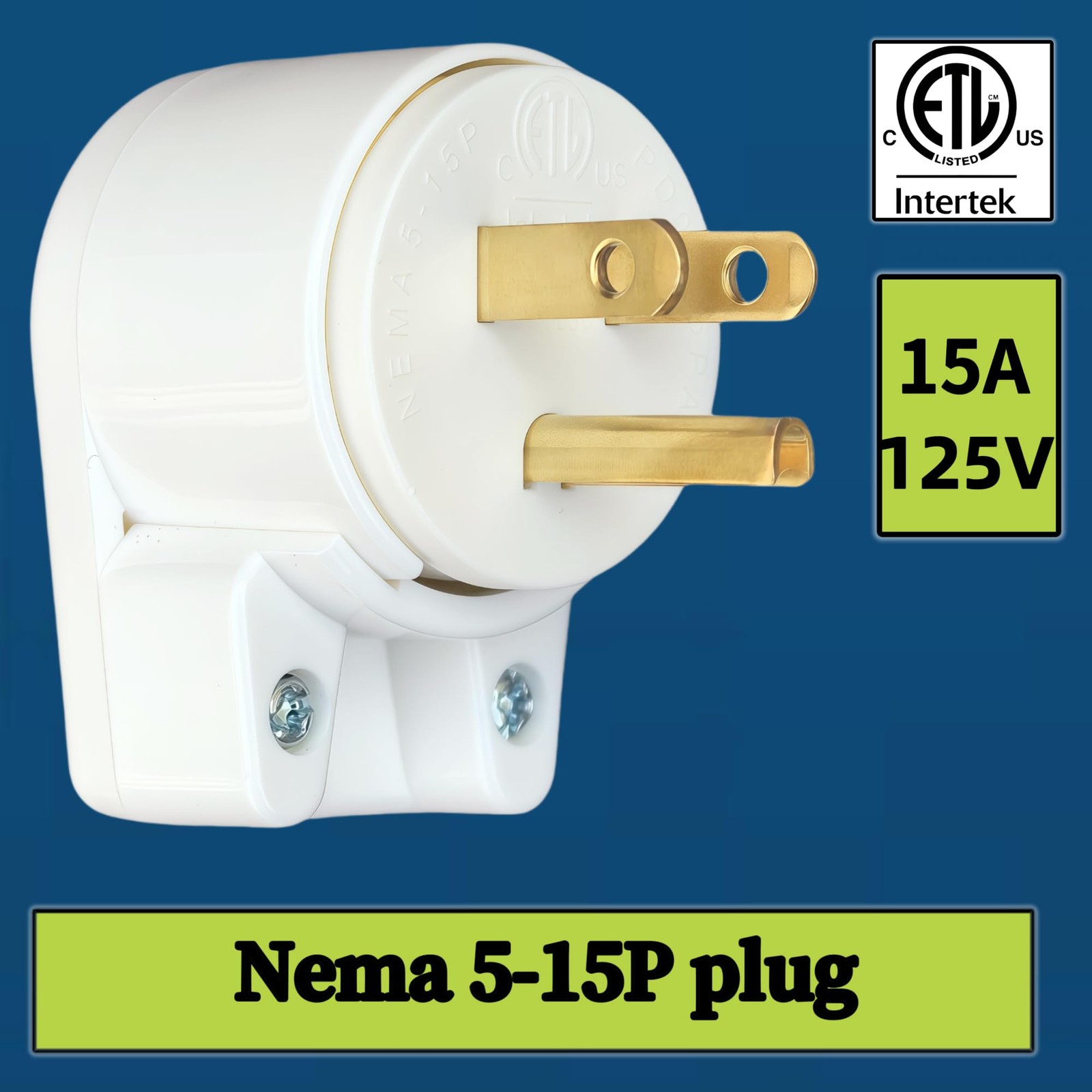 (10-Pack) ETL Listed 90 Degree USA Canada Male Plug Nema 5-15P 3 Pole Angle D…