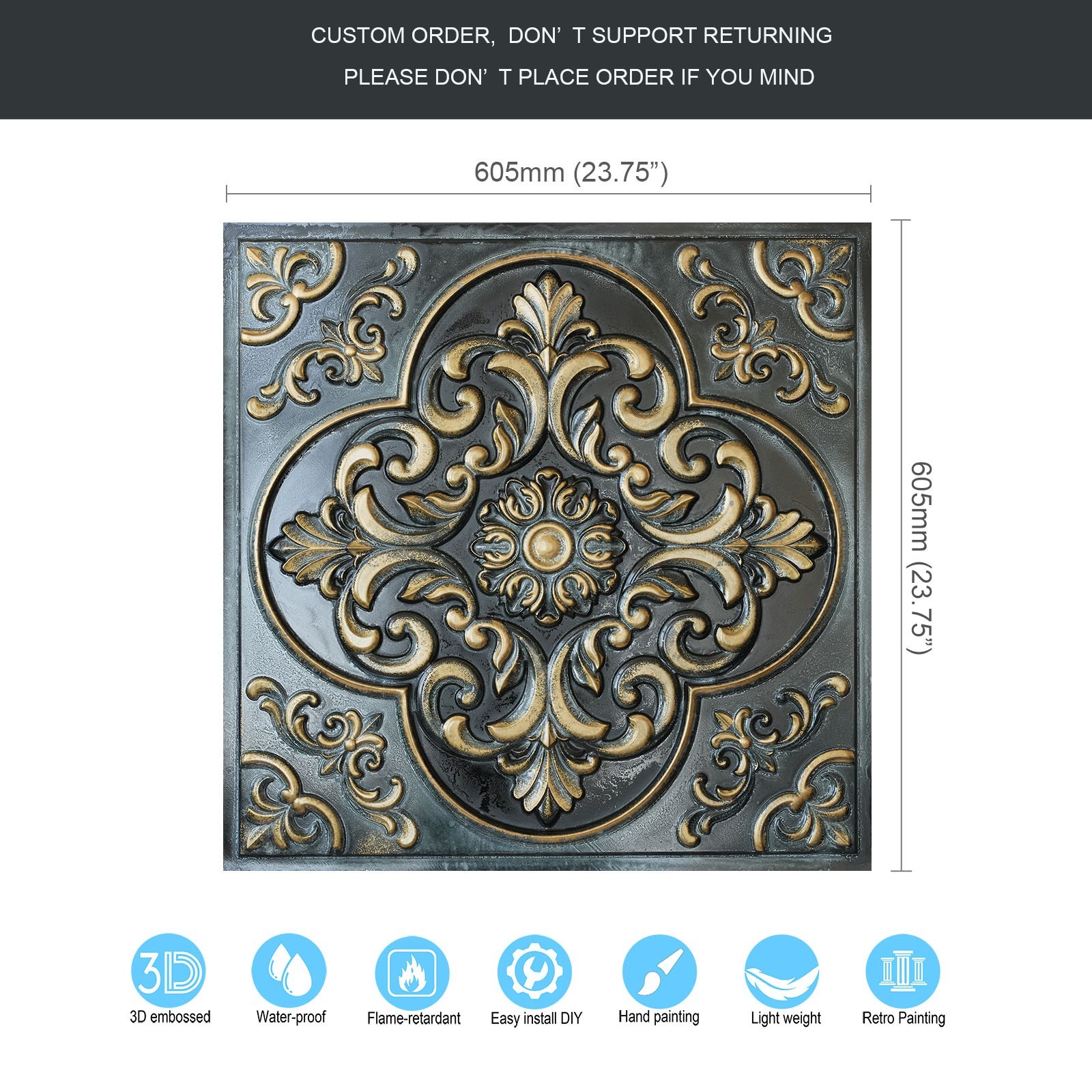 Decorative ceiling tile Emboss interior wall panel for Nightclub PL88 10Pcs