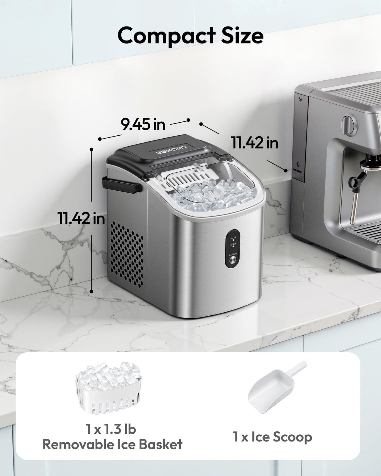 Ice Maker Countertop, Portable Ice Machine with Carry Handle, 26.5lbs Per Day…