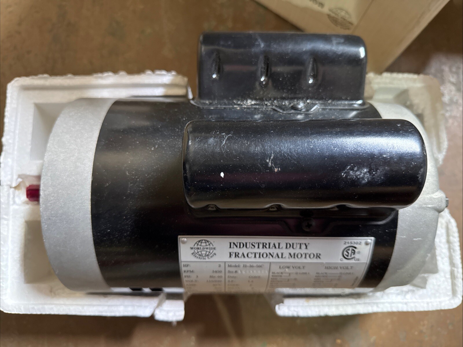 2 HP Electric Motor Single Phase 56C Frame 3450 RPM TEFC 115 / 230V