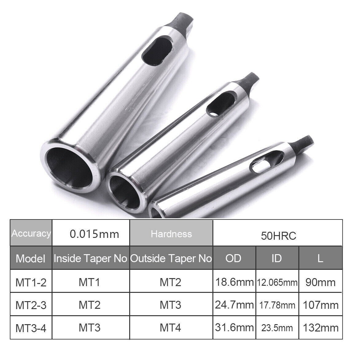 3pcs MT1-MT2 MT2- MT3 MT3-MT4 Morse Taper Adapter Reducing Drill Chuck Sleeve