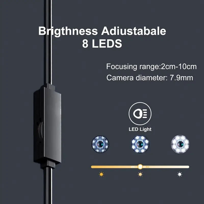 Endoscope Camera with Light, 1920P HD Borescope Camera with 8 LED Lights 16.4ft