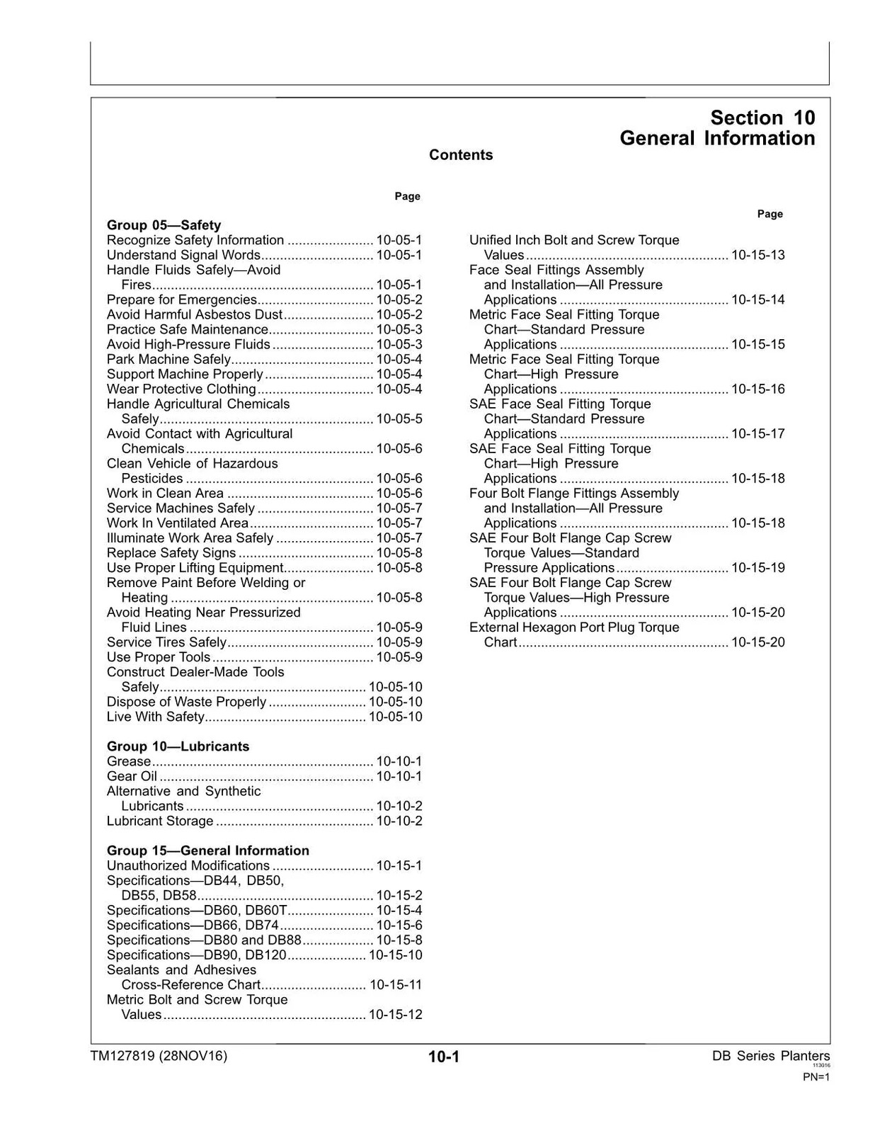 JONH DEERE DB66 DB74 DB80 DB83 DB88 DB90 PLANTER REPAIR SERVICE MANUAL TM127819