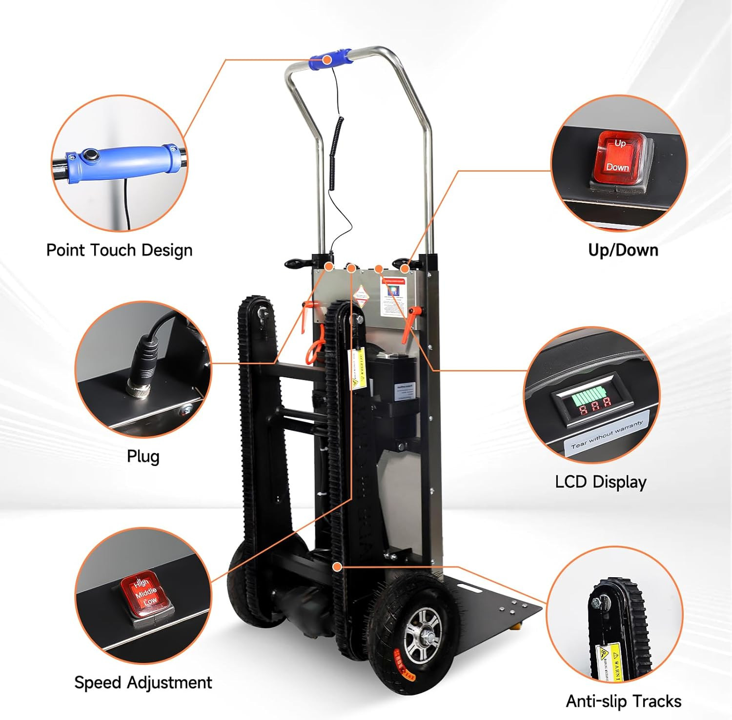 Electric Stair Climbing Dolly – 661Lb Capacity, Heavy Duty Hand Truck, Black