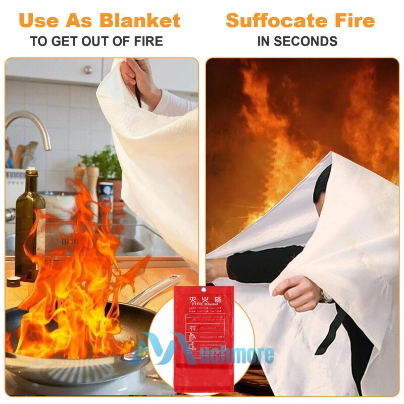 4x Large Fire Blanket Fireproof For Home Kitchen Office Caravan Emergency Safety