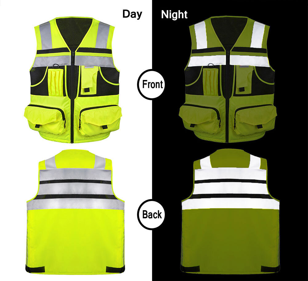 3M High-Visibility Reflective Safety Vest, Multi-Pocket, Unisex Durable M to 7X
