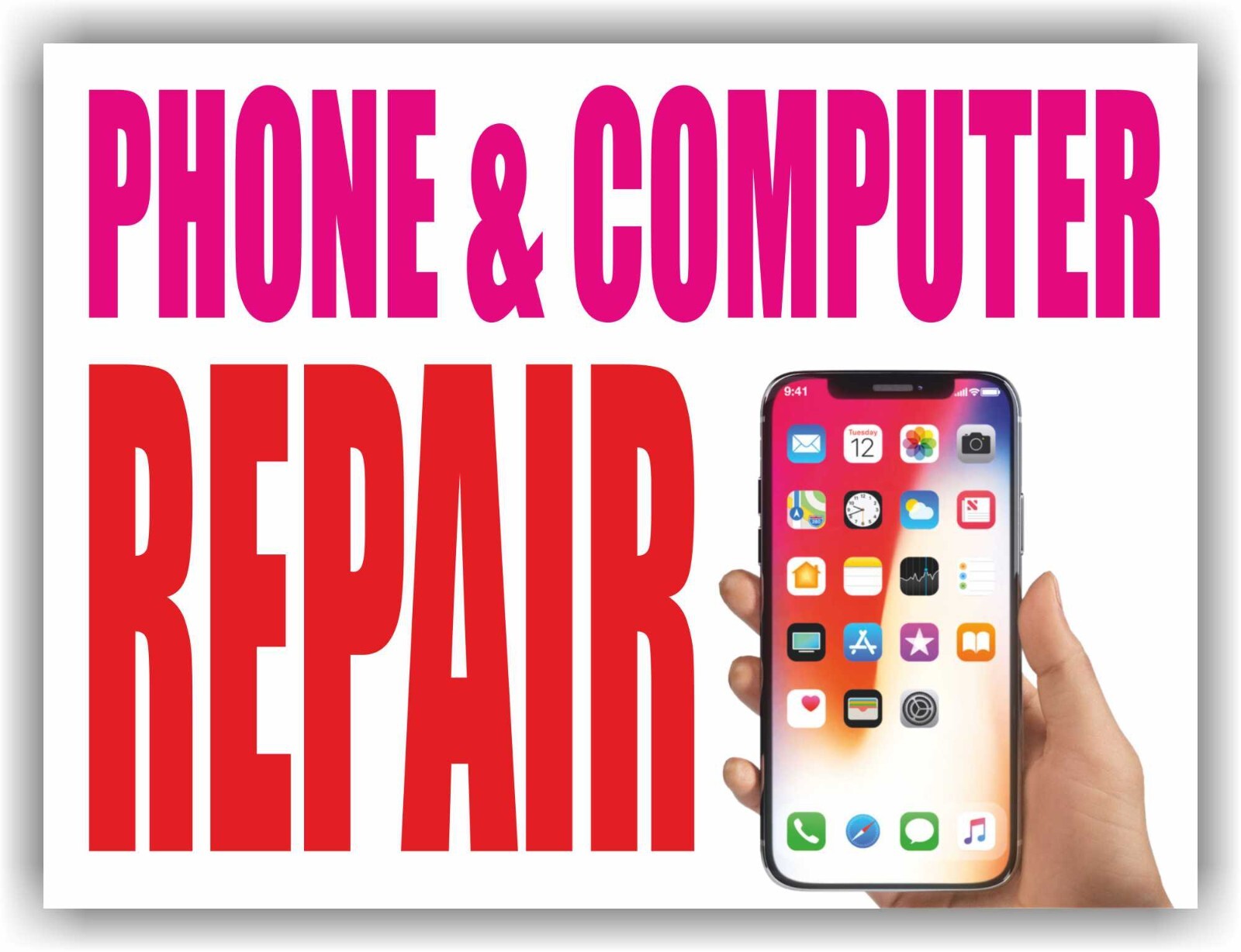 PHONE COMPUTER REPAIR Yard Sign Corrugate Plastic with H-Stakes Lawn Sign Laptop