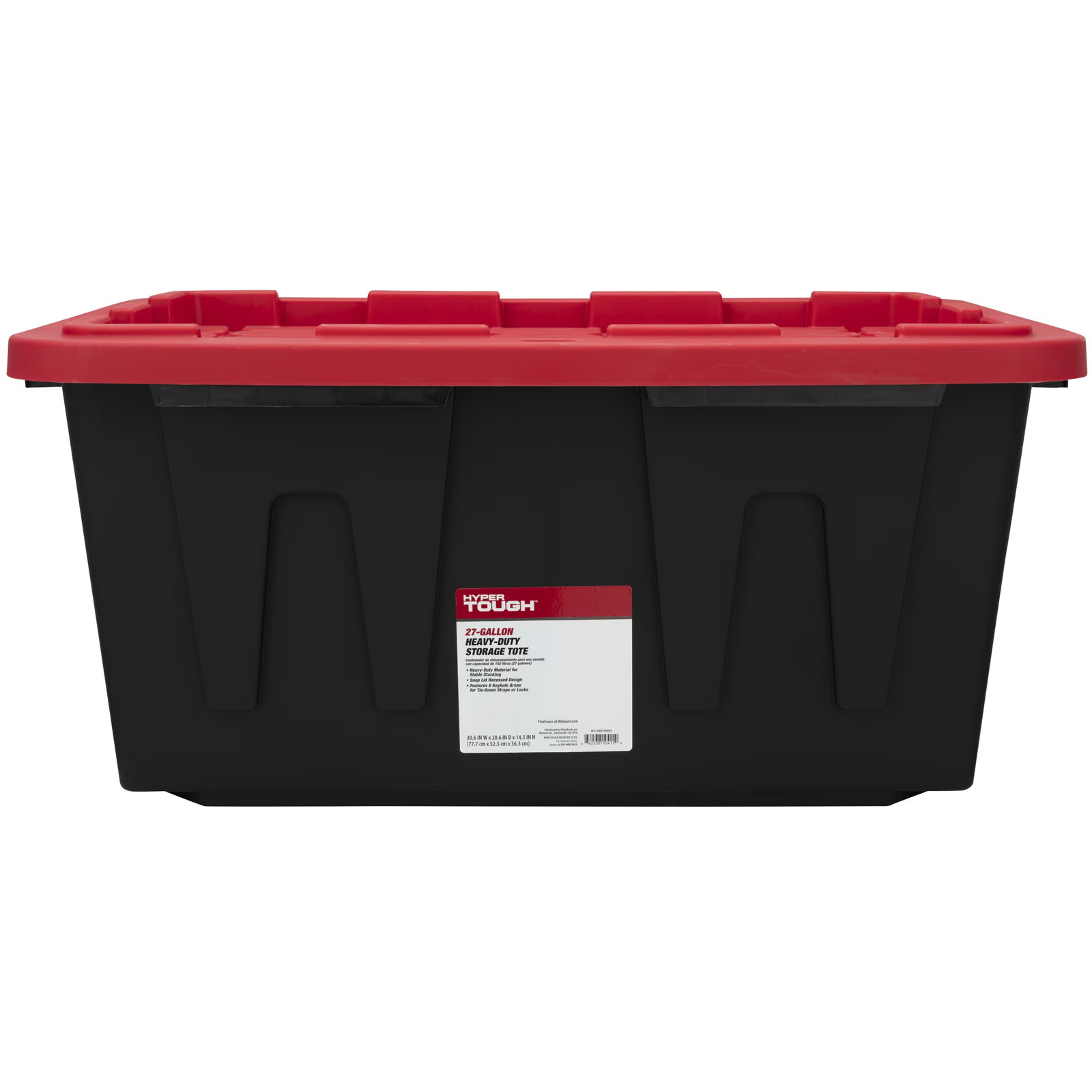 Hyper Tough 27Gal Storage Bin 4-Pack Black/Red Heavy Duty Plastic