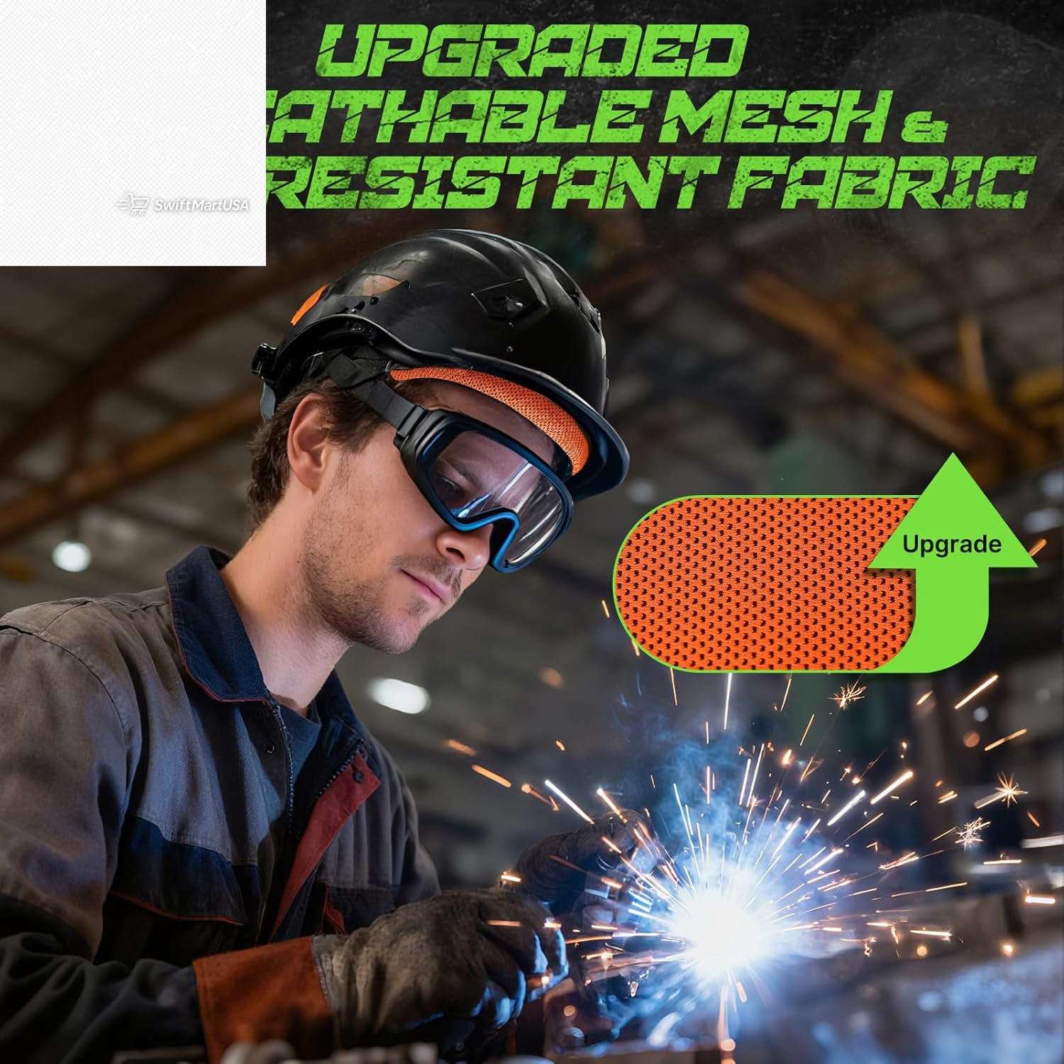 Hard Hat Sweatband and Top Pad Set Washable Helmet Liner Welding Construction