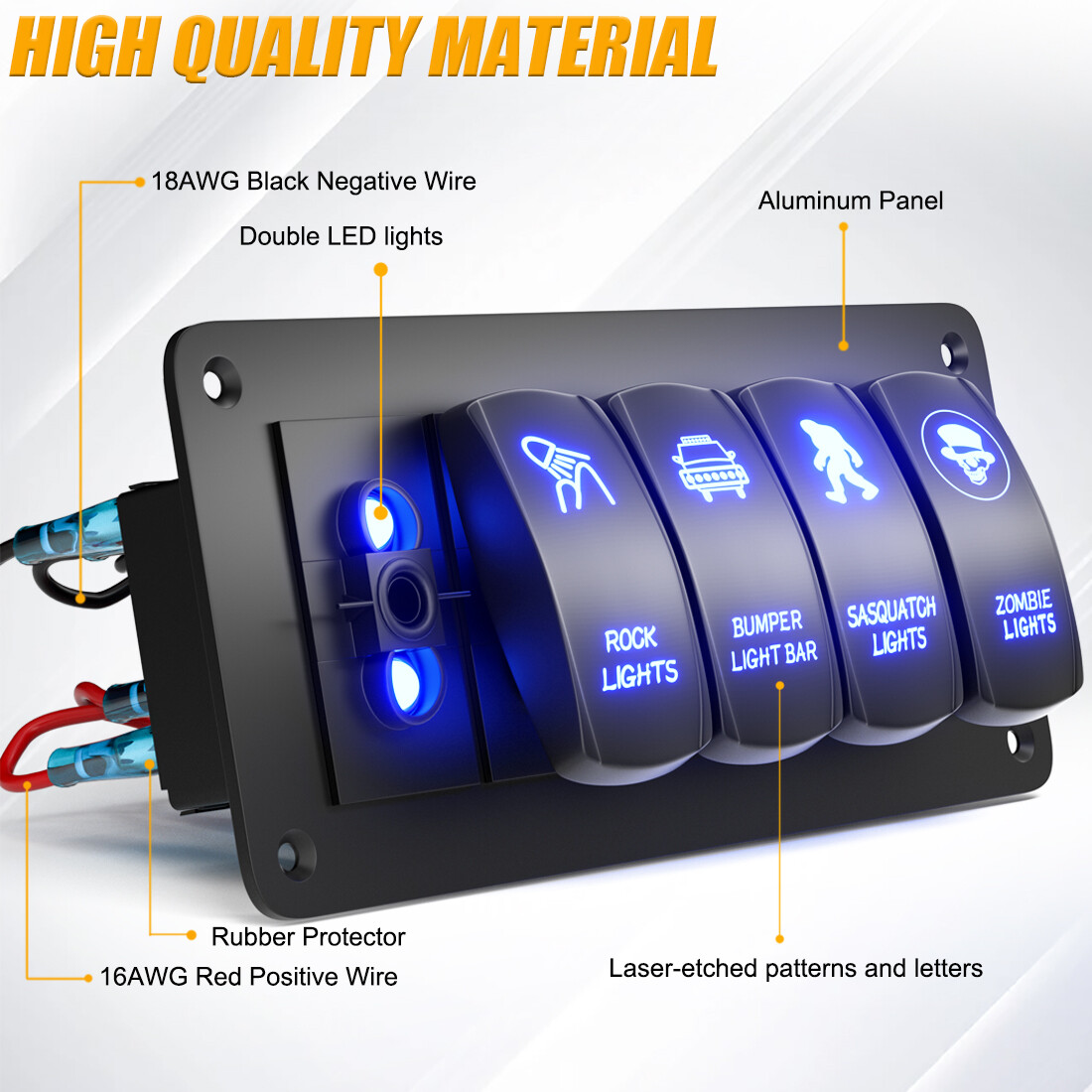 Customize LED Light Rocker Switch On Off Panel Button 12V for Car Boat ATV UTV