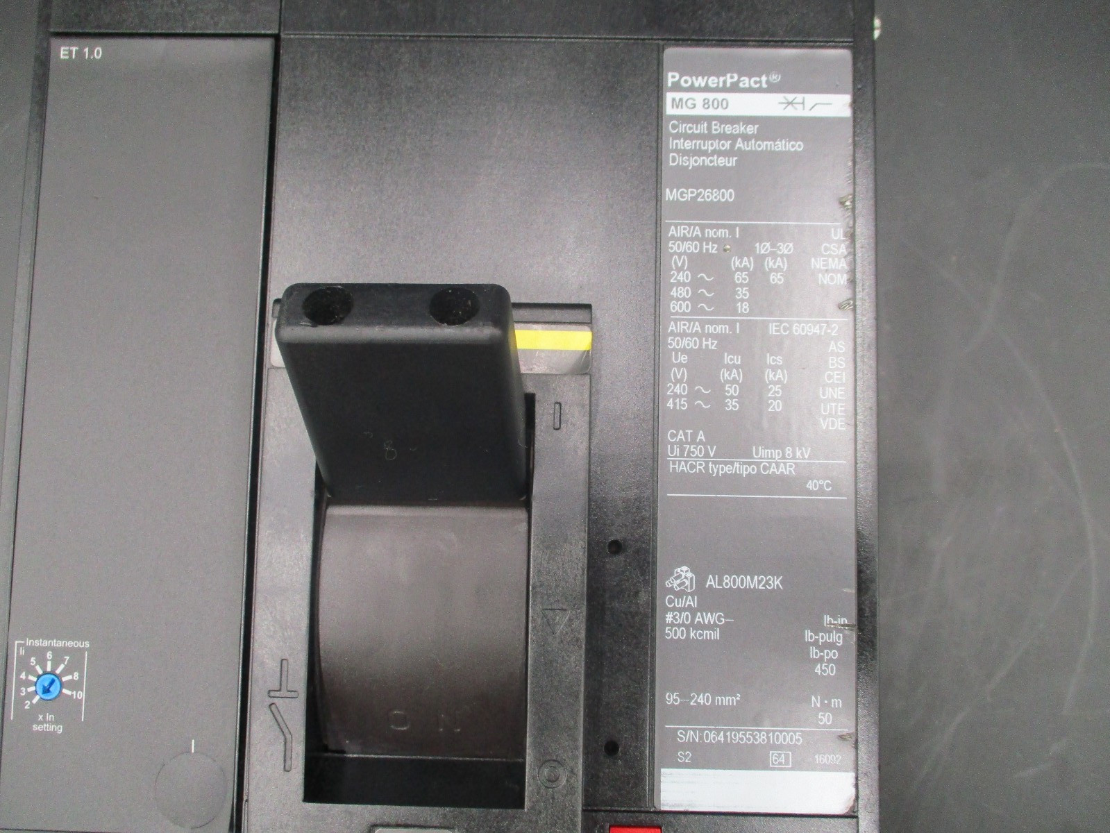 SQUARE D MGP26800 2-P 800A 600V LUG TO LUG CIRCUIT BREAKER ‘SAMEDAY SHIP’