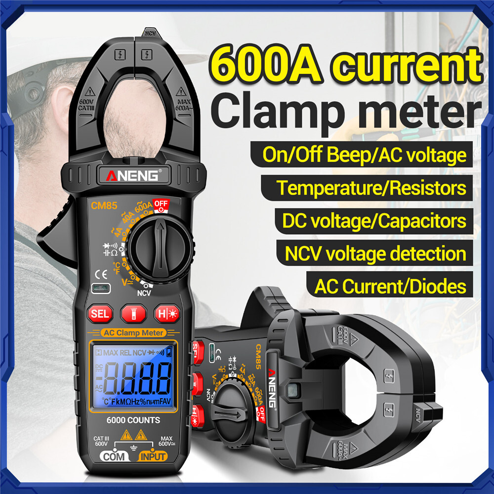 ANENG Digital Clamp Meter 6000 Count Multimeter NVC Amp AC DC Volt Current Test