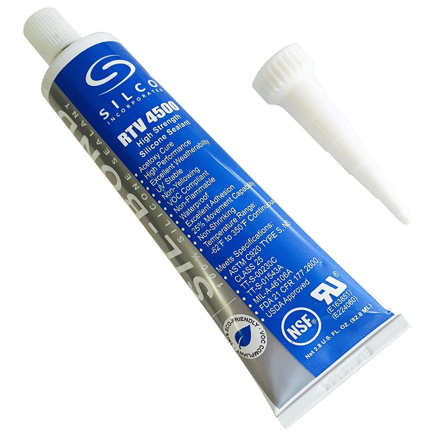 Silicone RTV 4500 FDA Grade High Strength Silicone Sealant, Black (2.8 Fl.Oz)