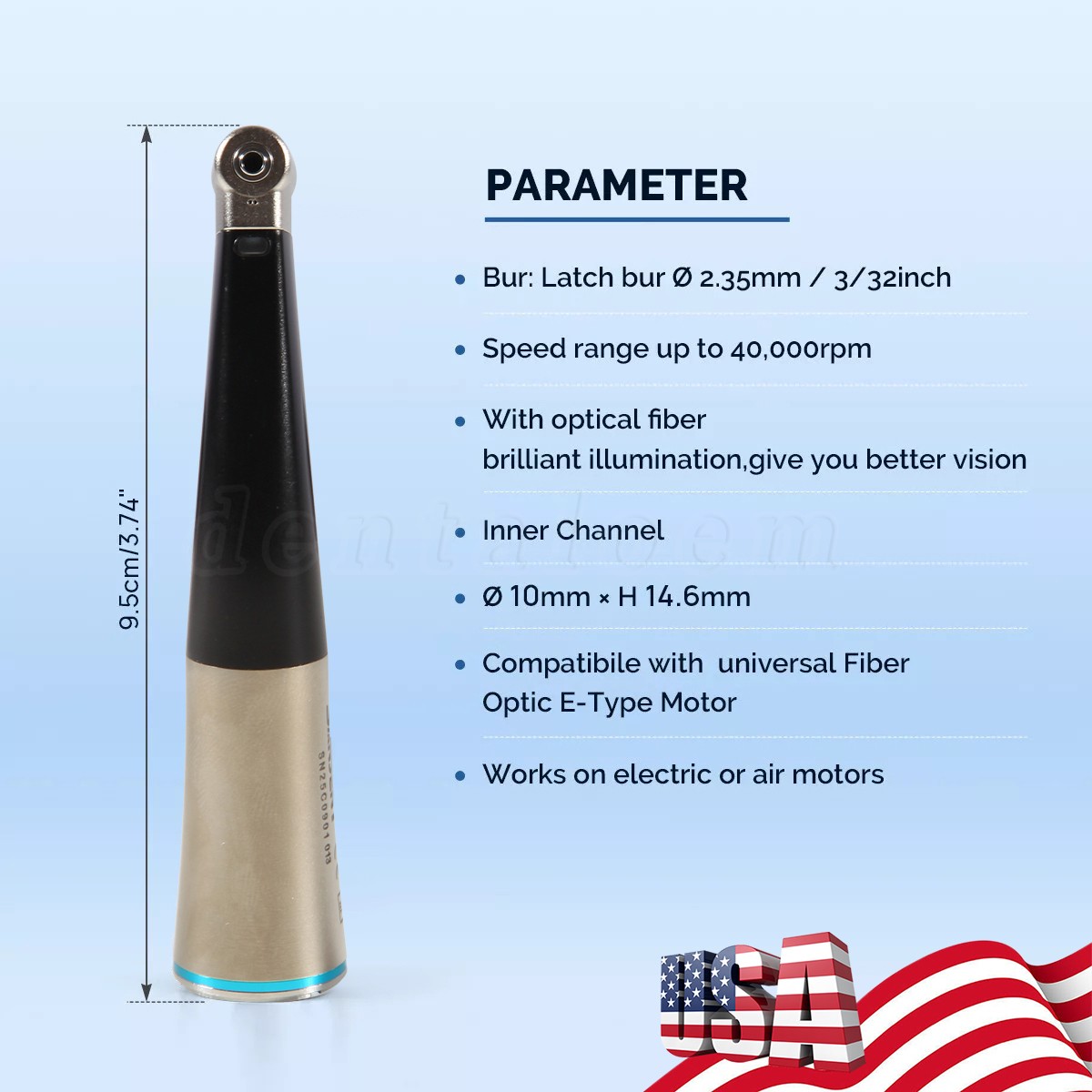 Dental Low Speed Handpiece Fiber Optic 1:1 Contra Angle Handpiece With LED Light