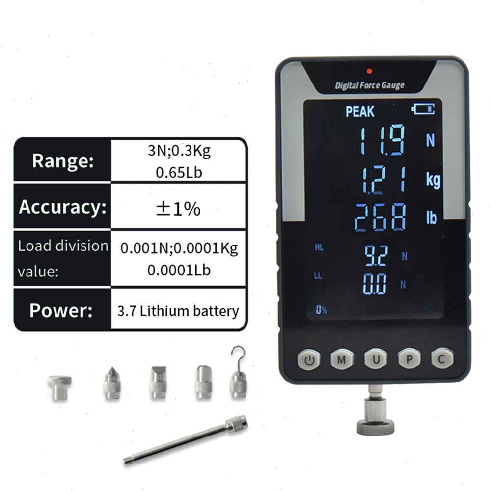 Digital Push-pull Gauge with Max Load Value 3N 0.3Kg 0.65Lb Test Range 0.3-3N.m