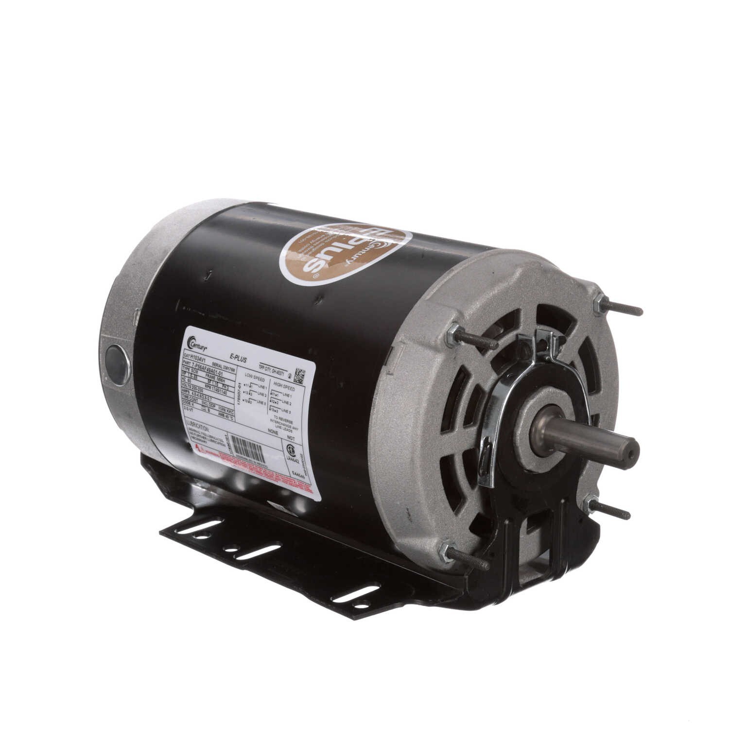 Century H1034V1 Electric Motor 1.5-.68 HP 1800/1200 Rpm 3PH 200-230 V 56H Frame