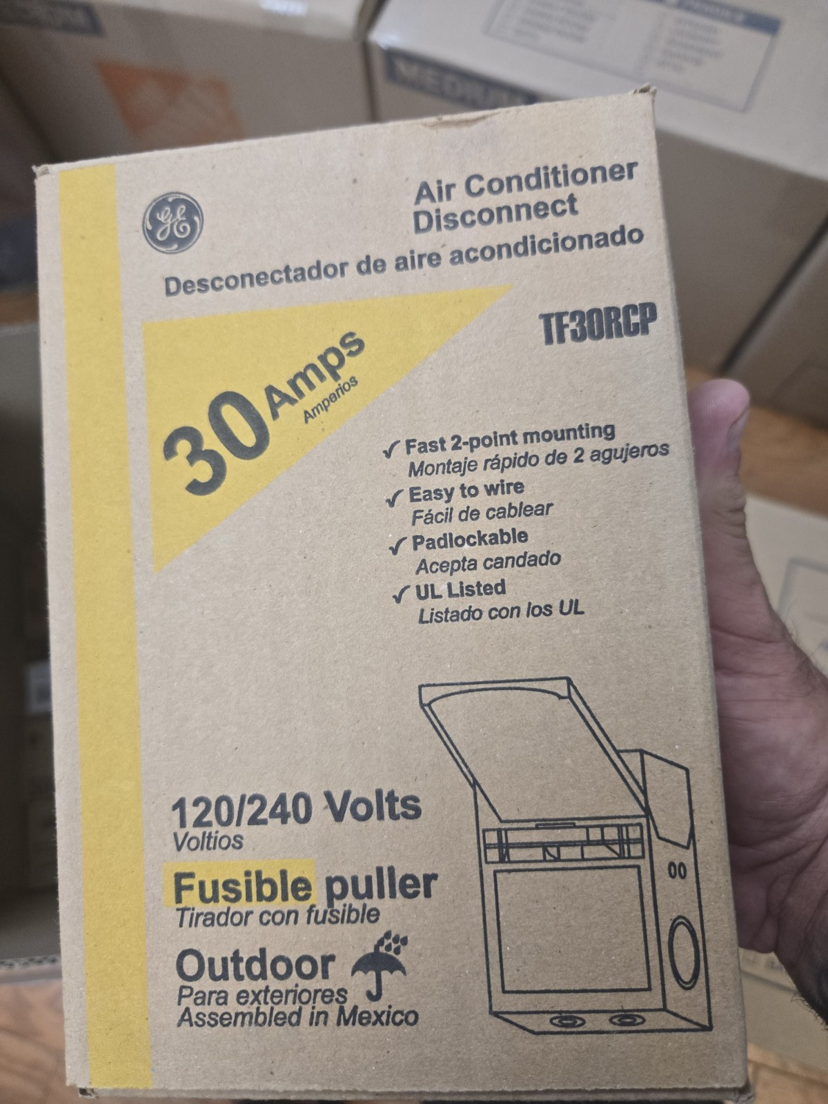 GE TF30RCP 30A 120/240V Outdoor AC Disconnect Switch Puller Padlockable