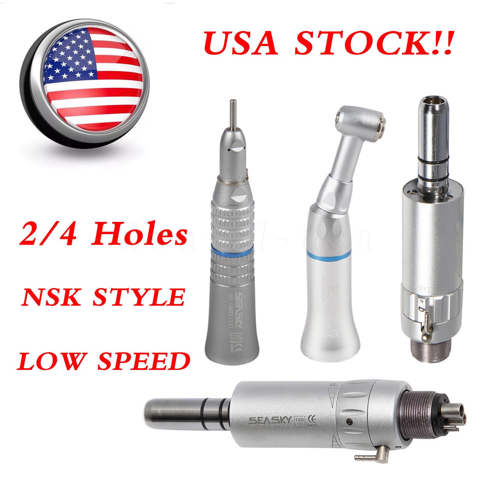 NSK Style Dental Low Speed Handpiece Contra Angle Straight Motor 2/4H Push FXA