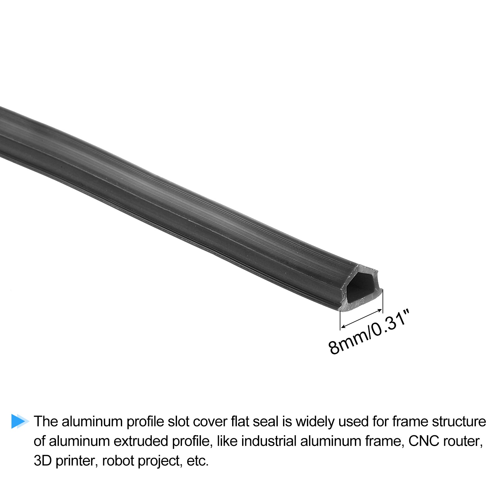 Aluminum Profile Slot Cover Flat Seal Black 6M 8mm 3030 4040 Series