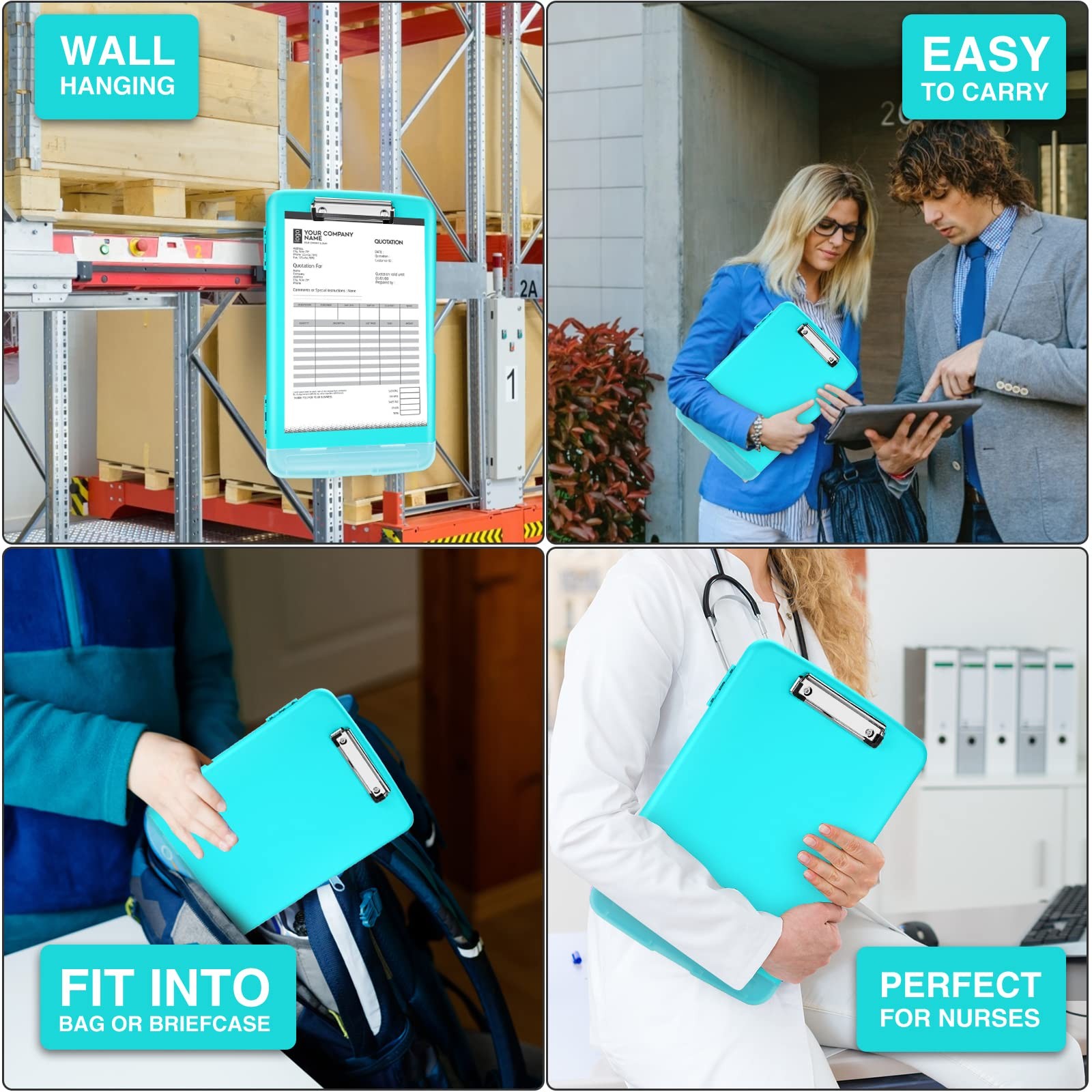 Sooez Clipboards with Storage, High 10″W x 1-1/4″D x 14-1/2″H, Mint Green