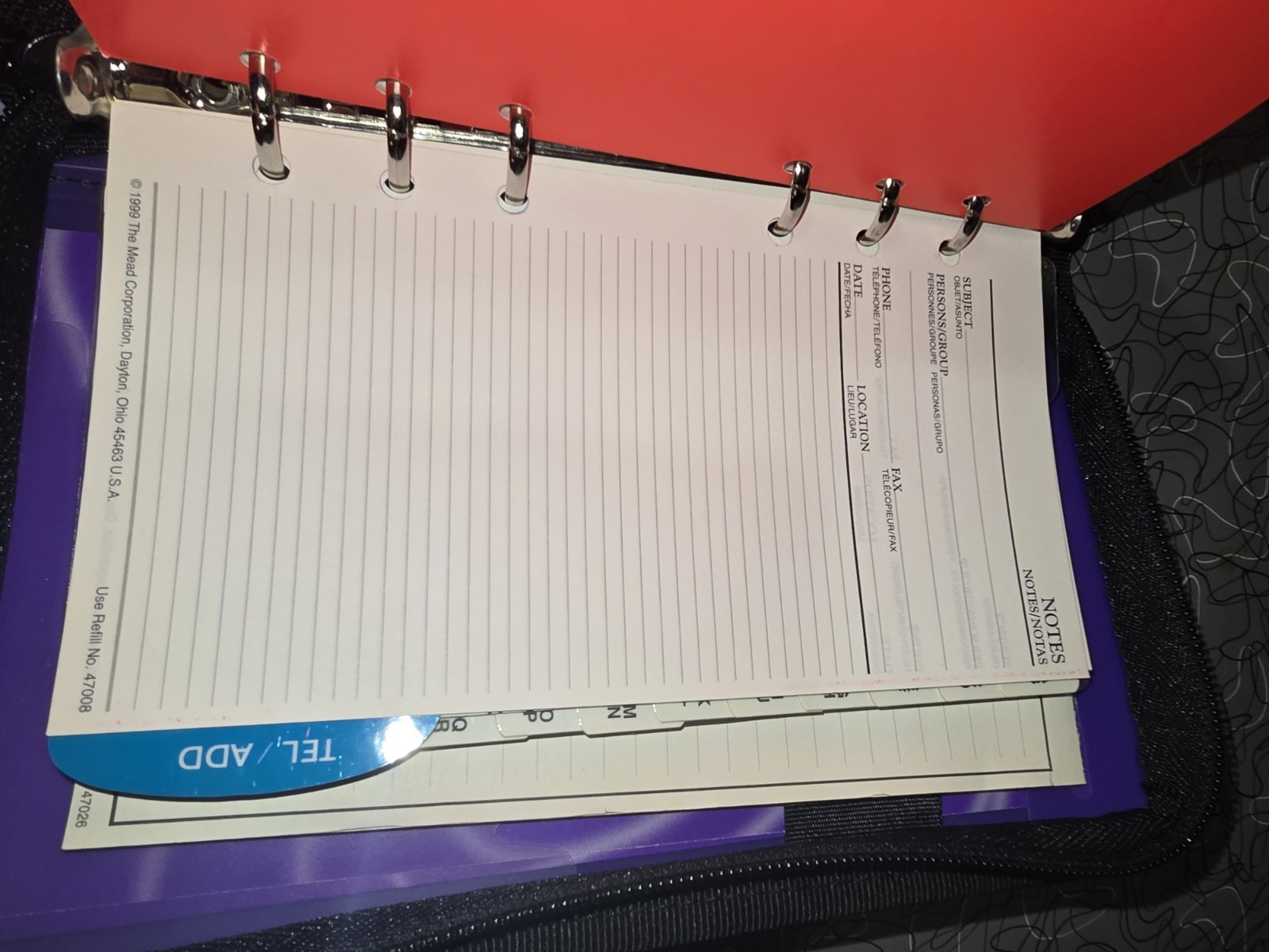 Vtg. Y2K NEW Mead Brights Daily Planner Address Telephone Note 6 Ring Binder