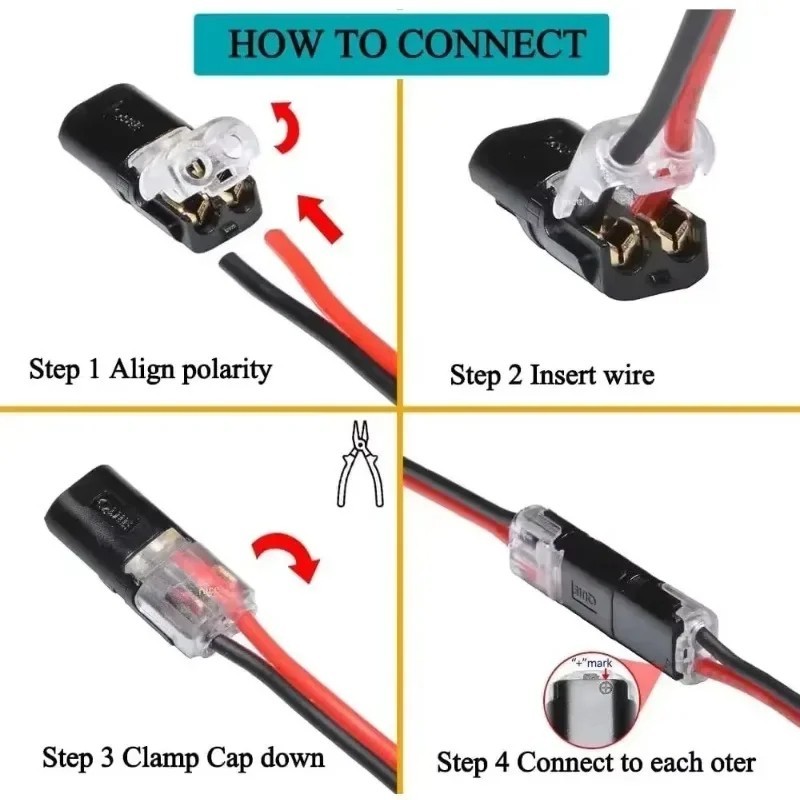 50 pcs Double-Wire Plug-in Connector, Cable Clamp with Locking Buckle, AWG 18-22