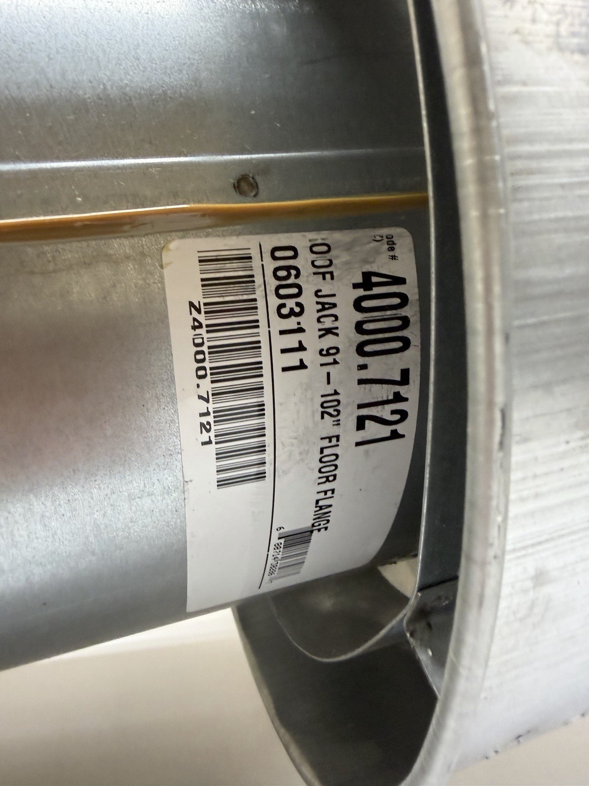 NEW (Slightly Bent As Shown) Roof Jack 91-102” Floor Flange PN: 4000.7121