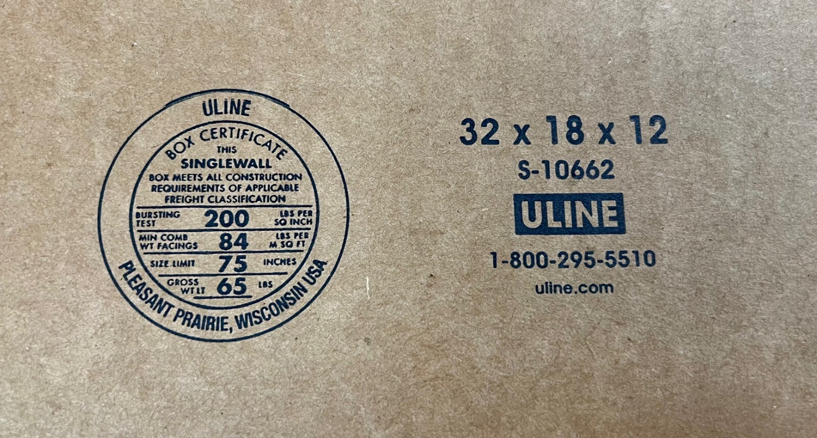 32″ x 18″ x 12″ CARDBOARD BOX – 200 lb – SINGLE BOX
